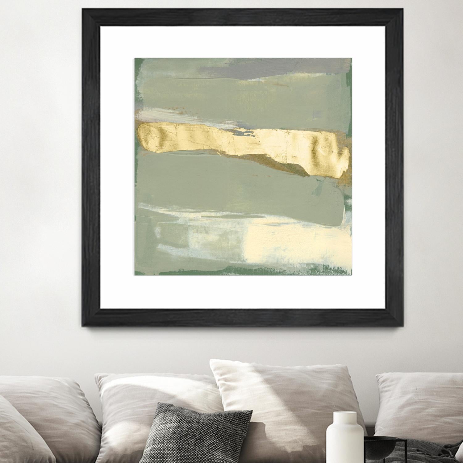 Sage & Gold Swipe III by Jennifer Goldberger on GIANT ART - gold abstract abstract