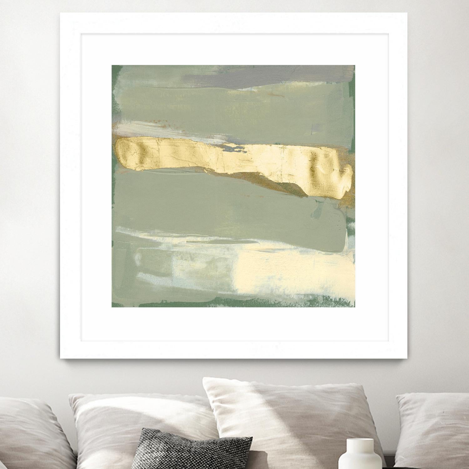 Sage & Gold Swipe III by Jennifer Goldberger on GIANT ART - gold abstract abstract
