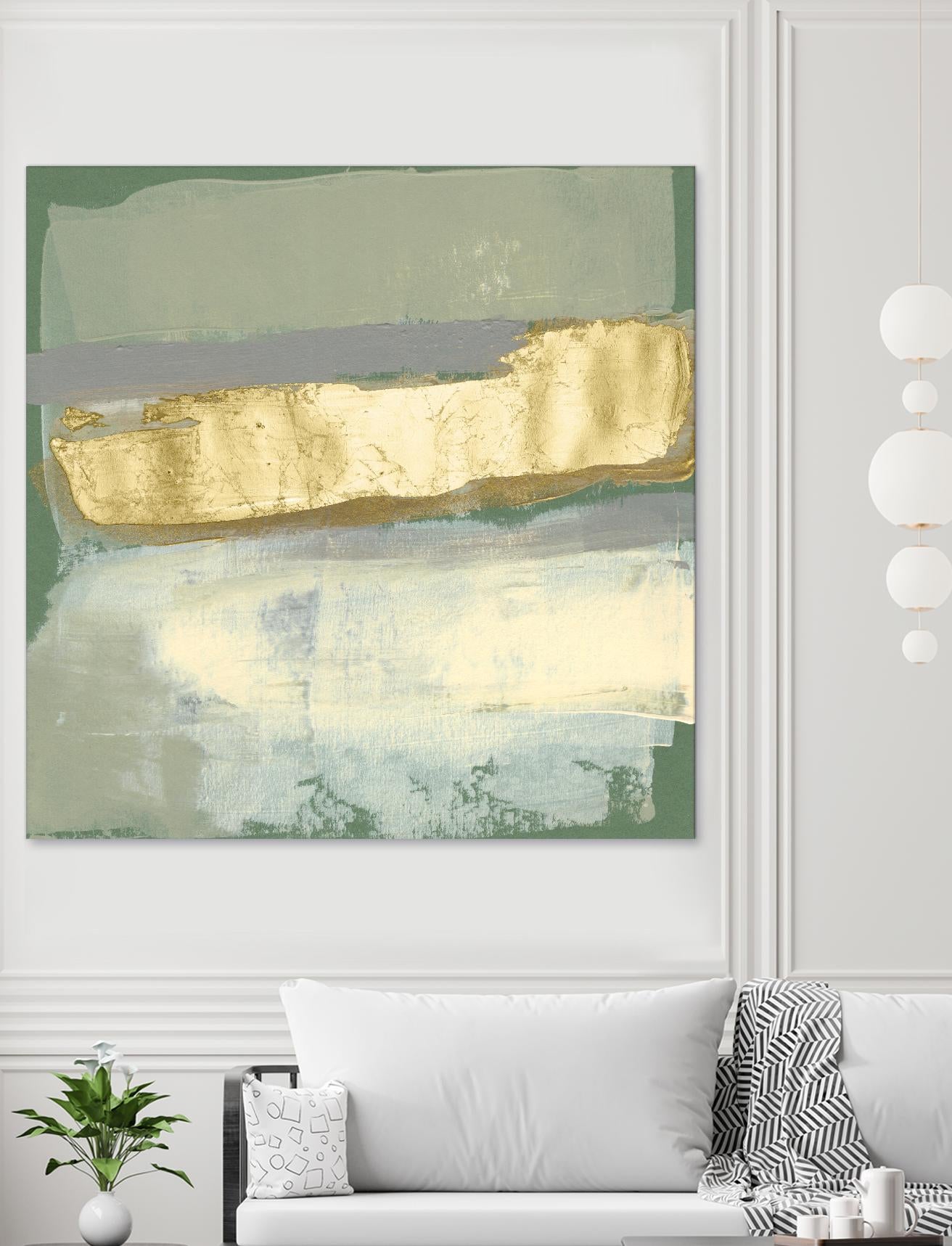 Sage & Gold Swipe IV by Jennifer Goldberger on GIANT ART - gold abstract abstract