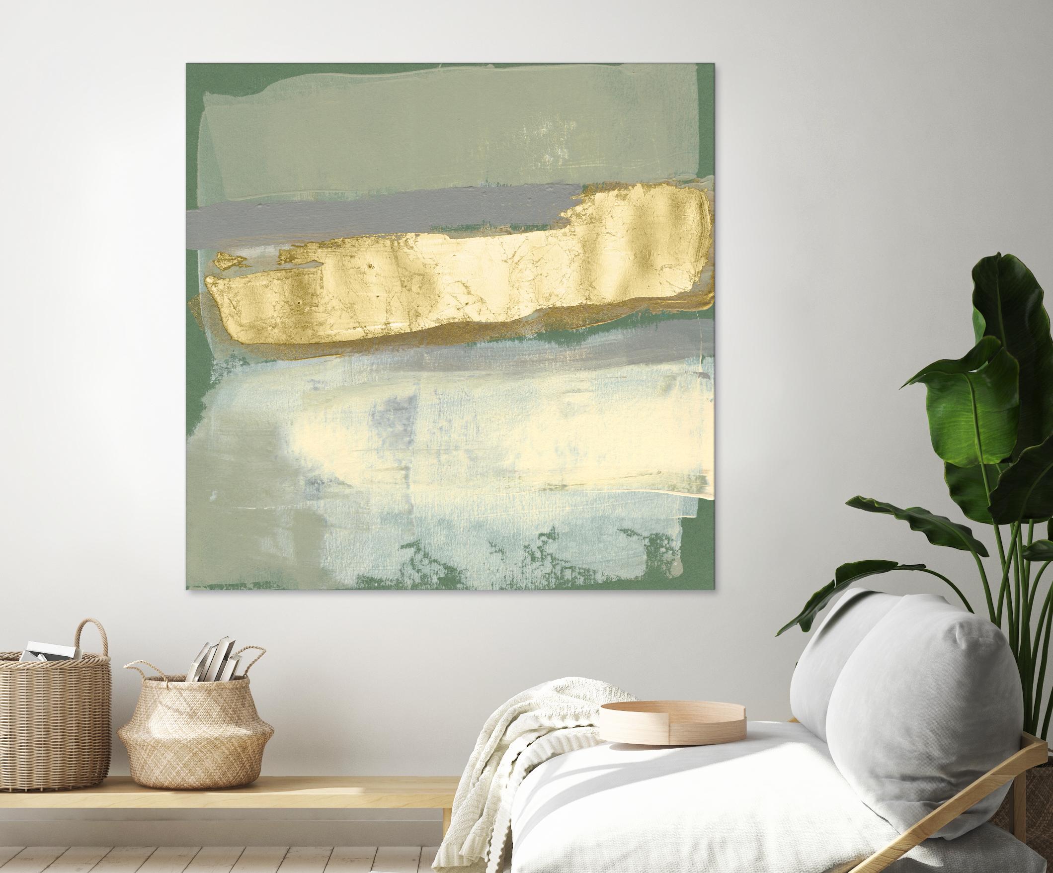 Sage & Gold Swipe IV by Jennifer Goldberger on GIANT ART - gold abstract abstract