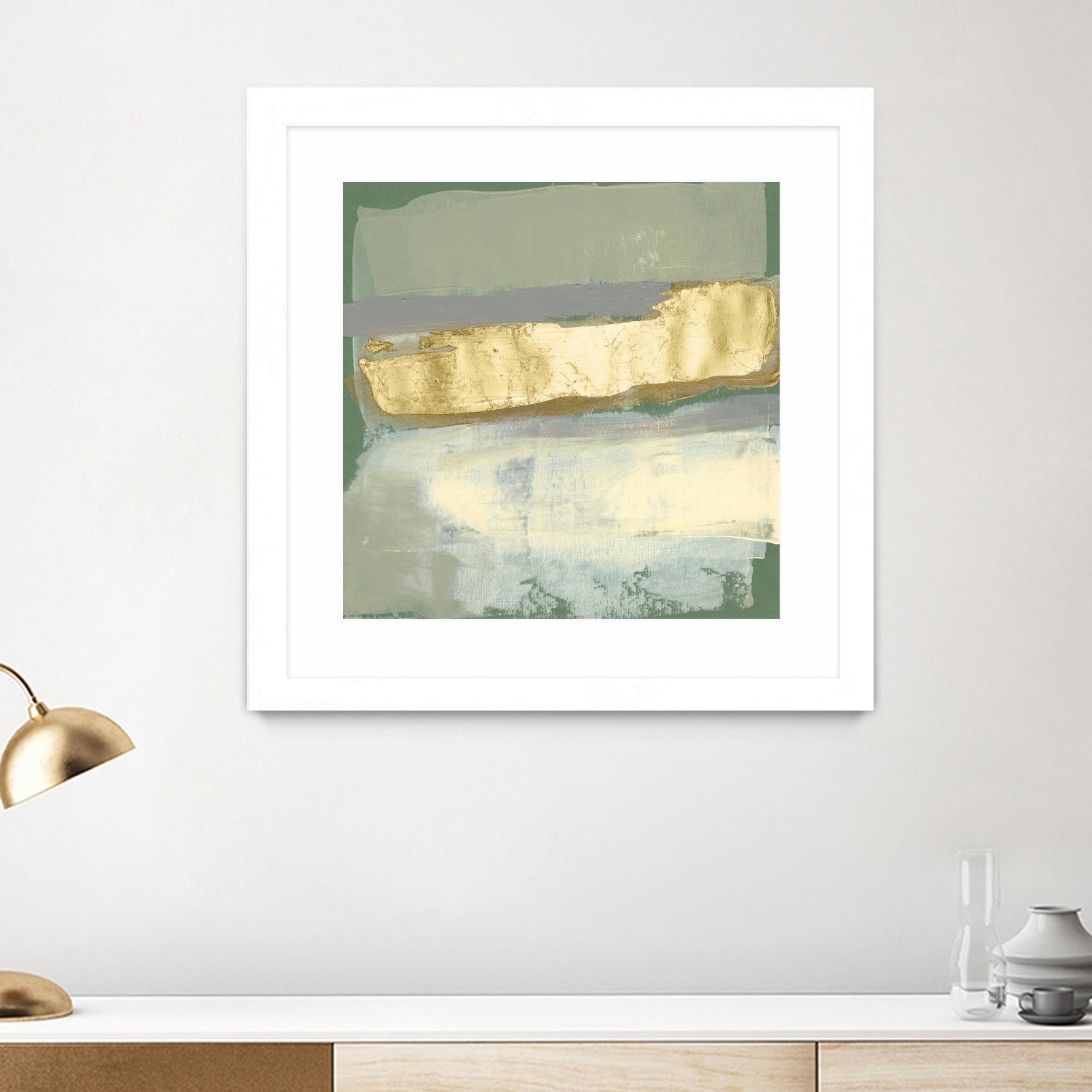 Sage & Gold Swipe IV by Jennifer Goldberger on GIANT ART - gold abstract abstract