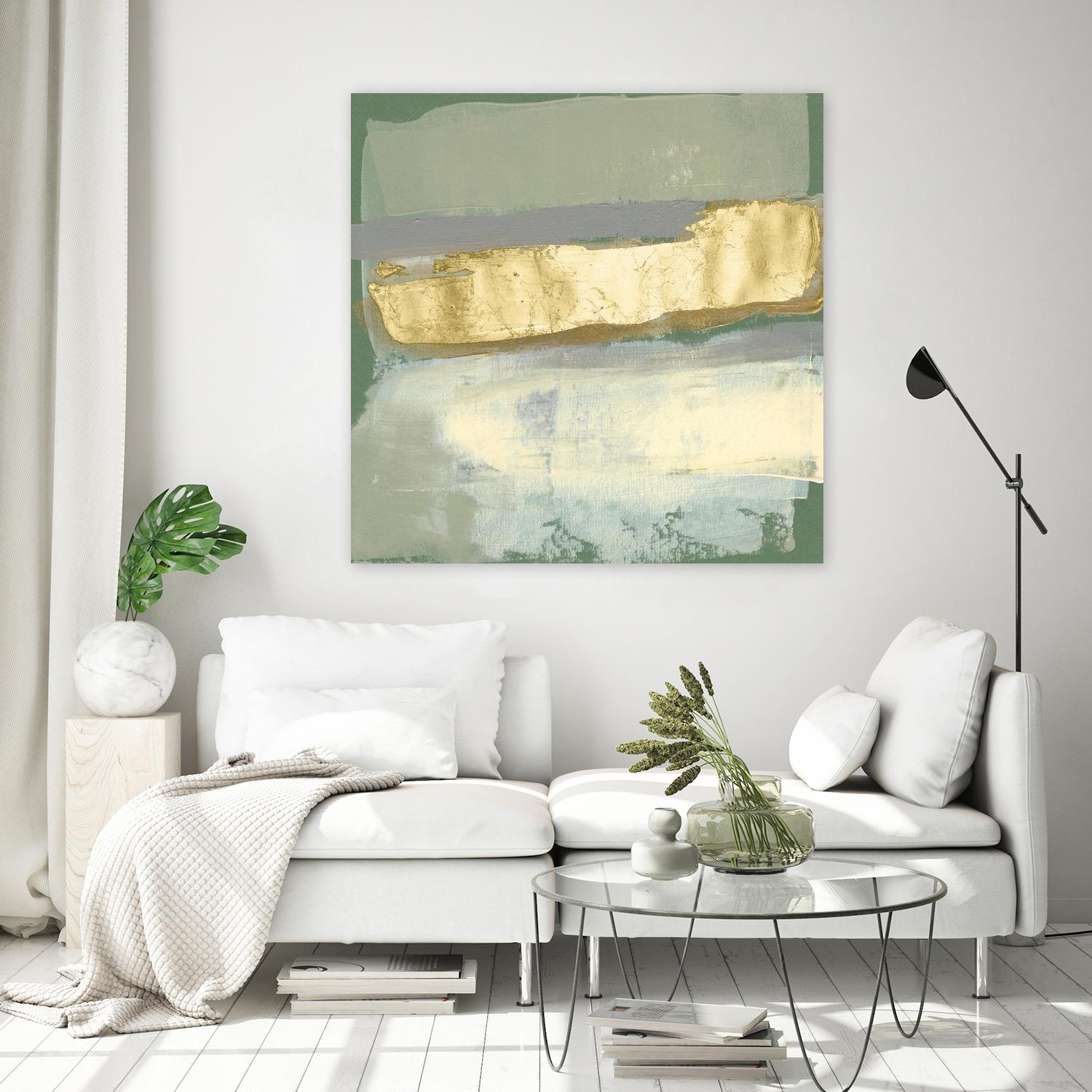 Sage & Gold Swipe IV by Jennifer Goldberger on GIANT ART - gold abstract abstract