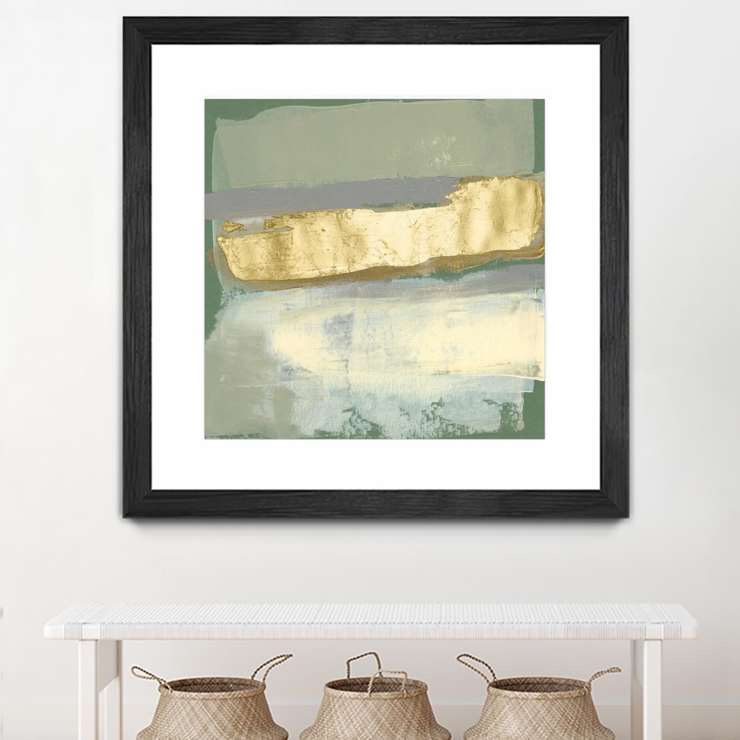 Sage & Gold Swipe IV by Jennifer Goldberger on GIANT ART - gold abstract abstract