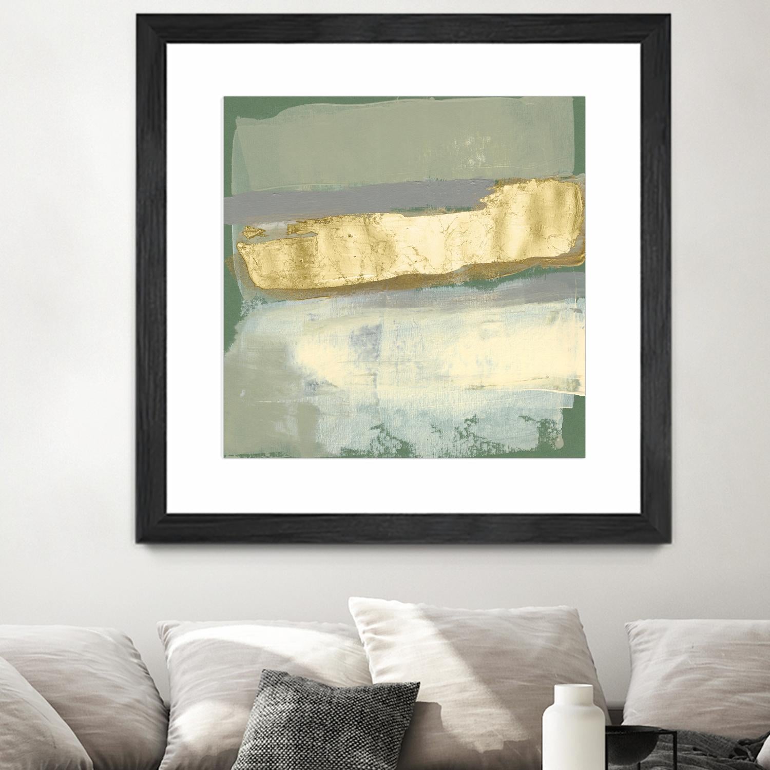 Sage & Gold Swipe IV by Jennifer Goldberger on GIANT ART - gold abstract abstract