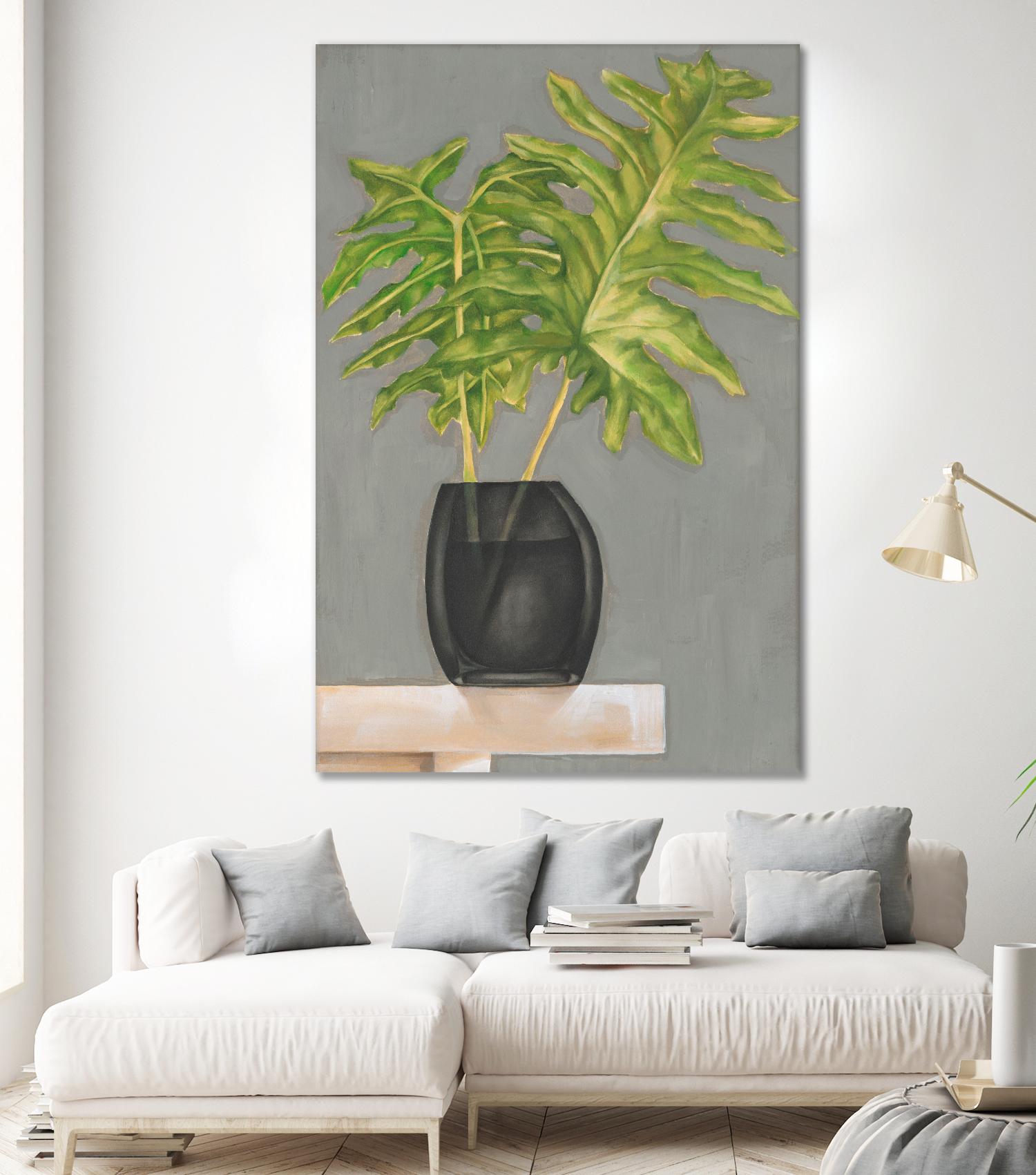 Frond in Vase II by Jennifer Goldberger on GIANT ART - beige botanicals nature