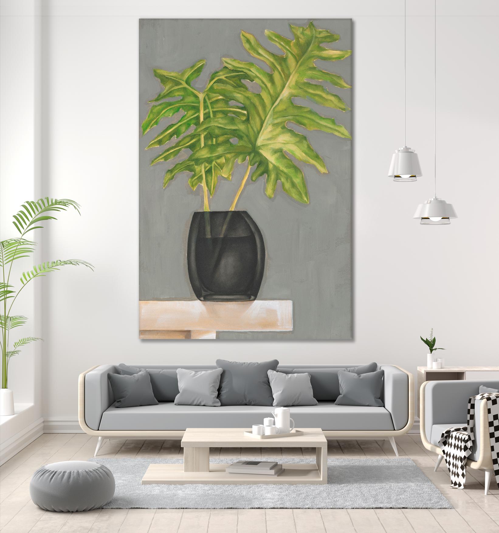 Frond in Vase II by Jennifer Goldberger on GIANT ART - beige botanicals nature