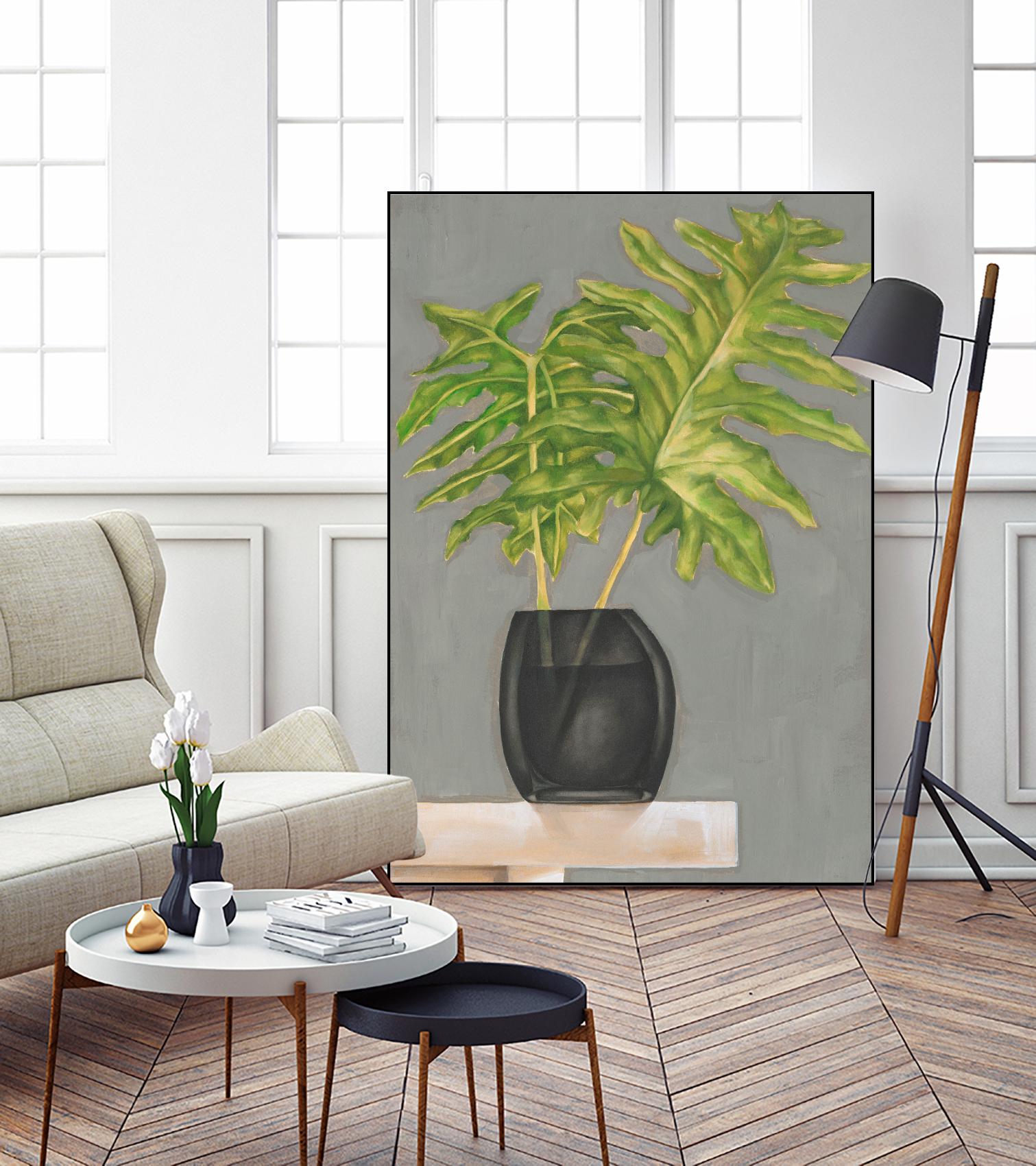 Frond in Vase II by Jennifer Goldberger on GIANT ART - beige botanicals nature