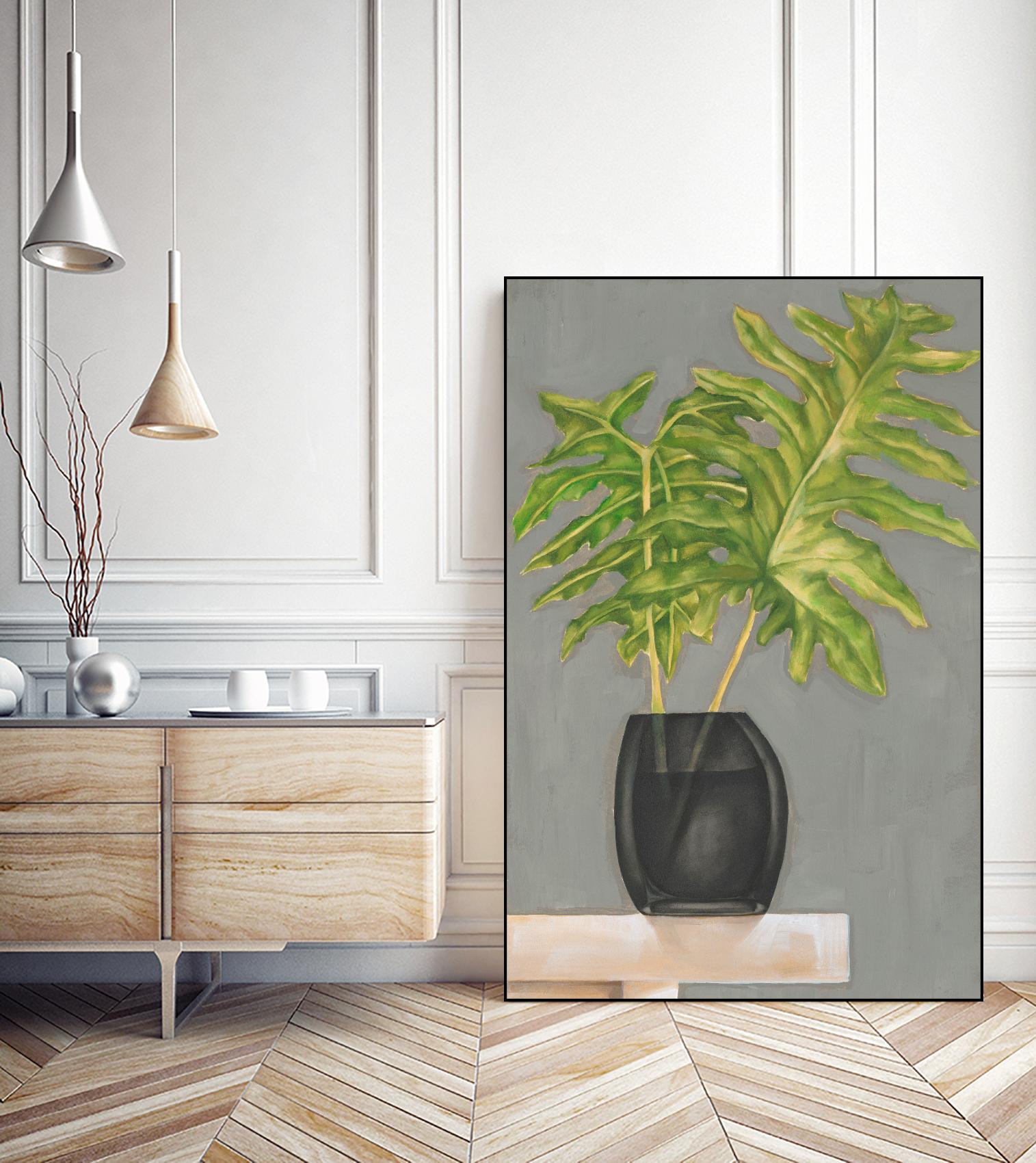 Frond in Vase II by Jennifer Goldberger on GIANT ART - beige botanicals nature