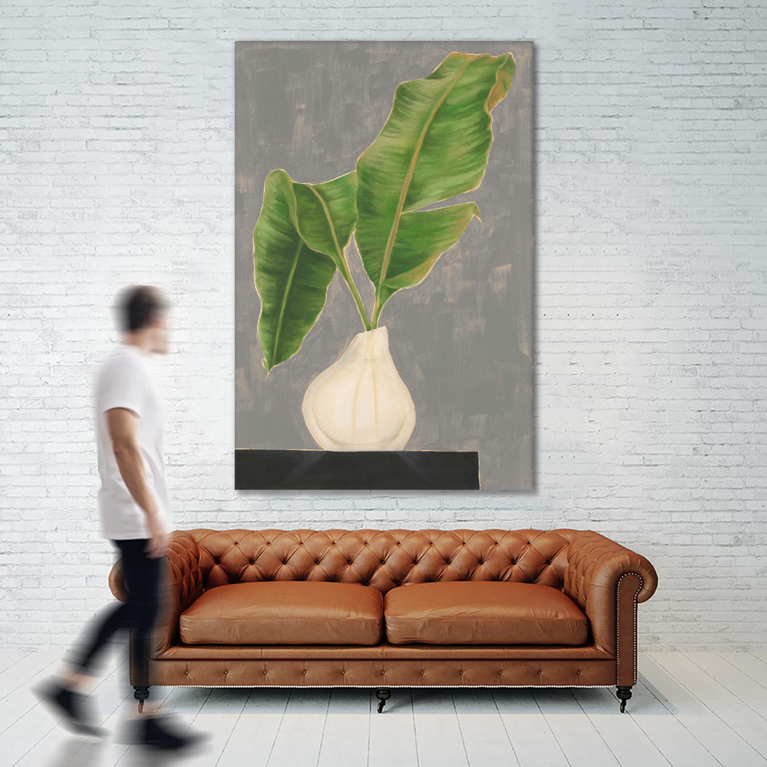 Frond in Vase III by Jennifer Goldberger on GIANT ART - beige botanicals abstract