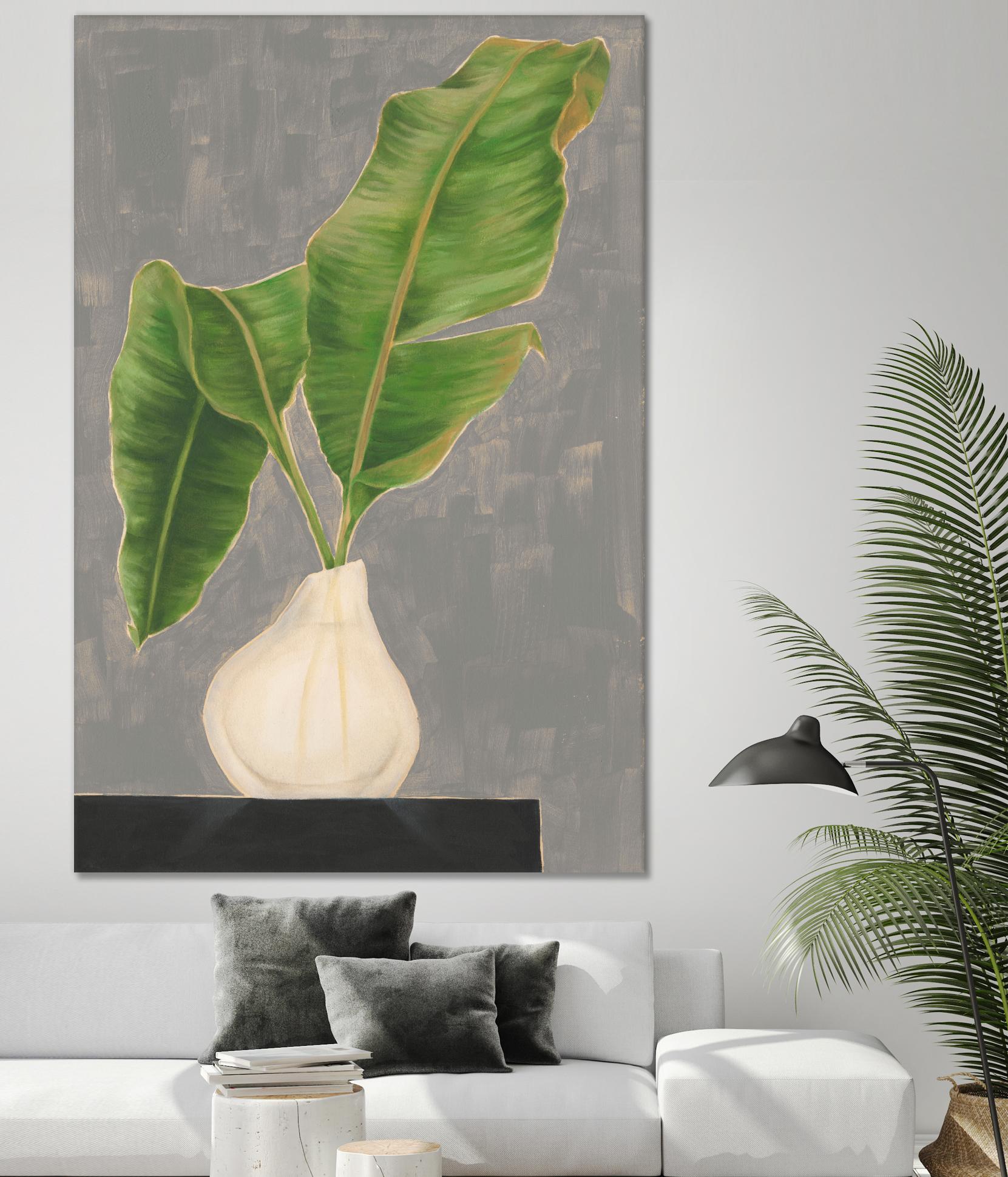 Frond in Vase III by Jennifer Goldberger on GIANT ART - beige botanicals abstract