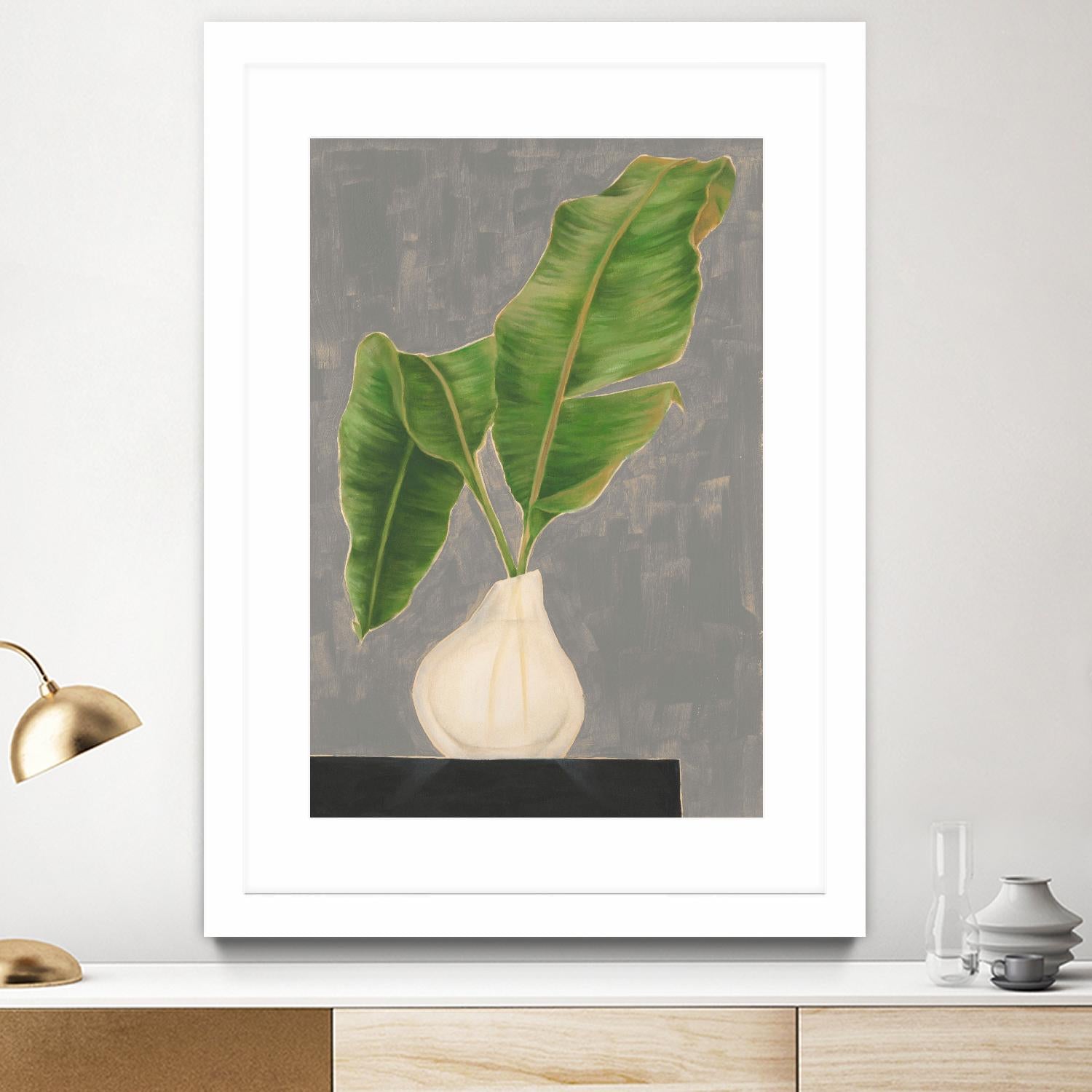 Frond in Vase III by Jennifer Goldberger on GIANT ART - beige botanicals abstract