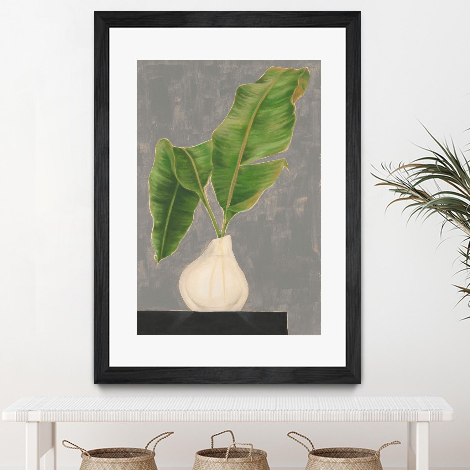 Frond in Vase III by Jennifer Goldberger on GIANT ART - beige botanicals abstract