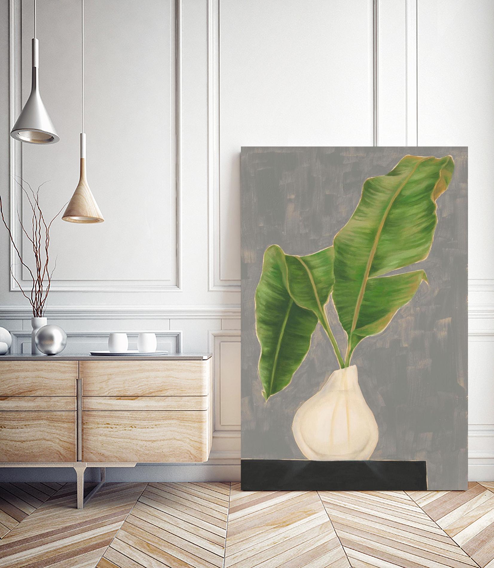 Frond in Vase III by Jennifer Goldberger on GIANT ART - beige botanicals abstract