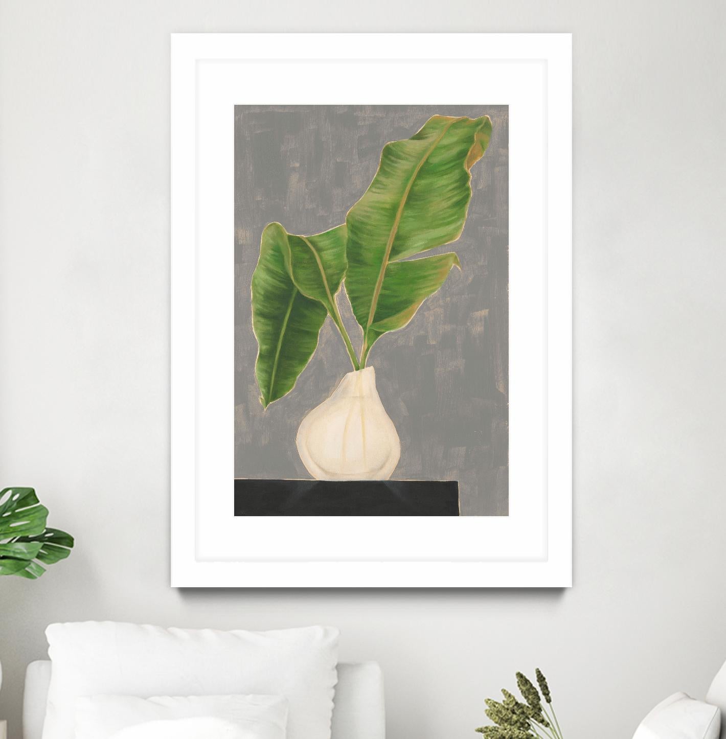 Frond in Vase III by Jennifer Goldberger on GIANT ART - beige botanicals abstract