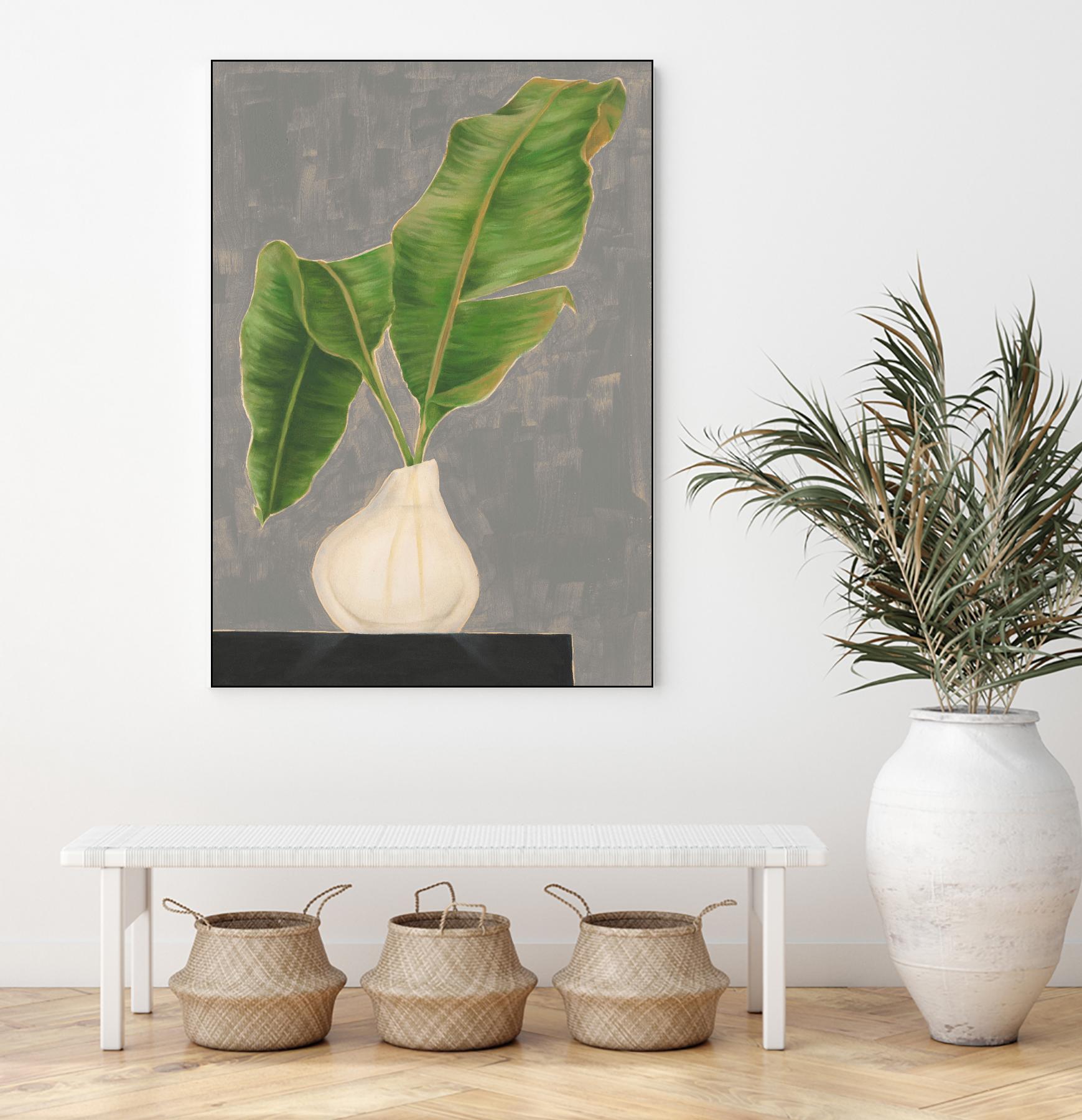 Frond in Vase III by Jennifer Goldberger on GIANT ART - beige botanicals abstract