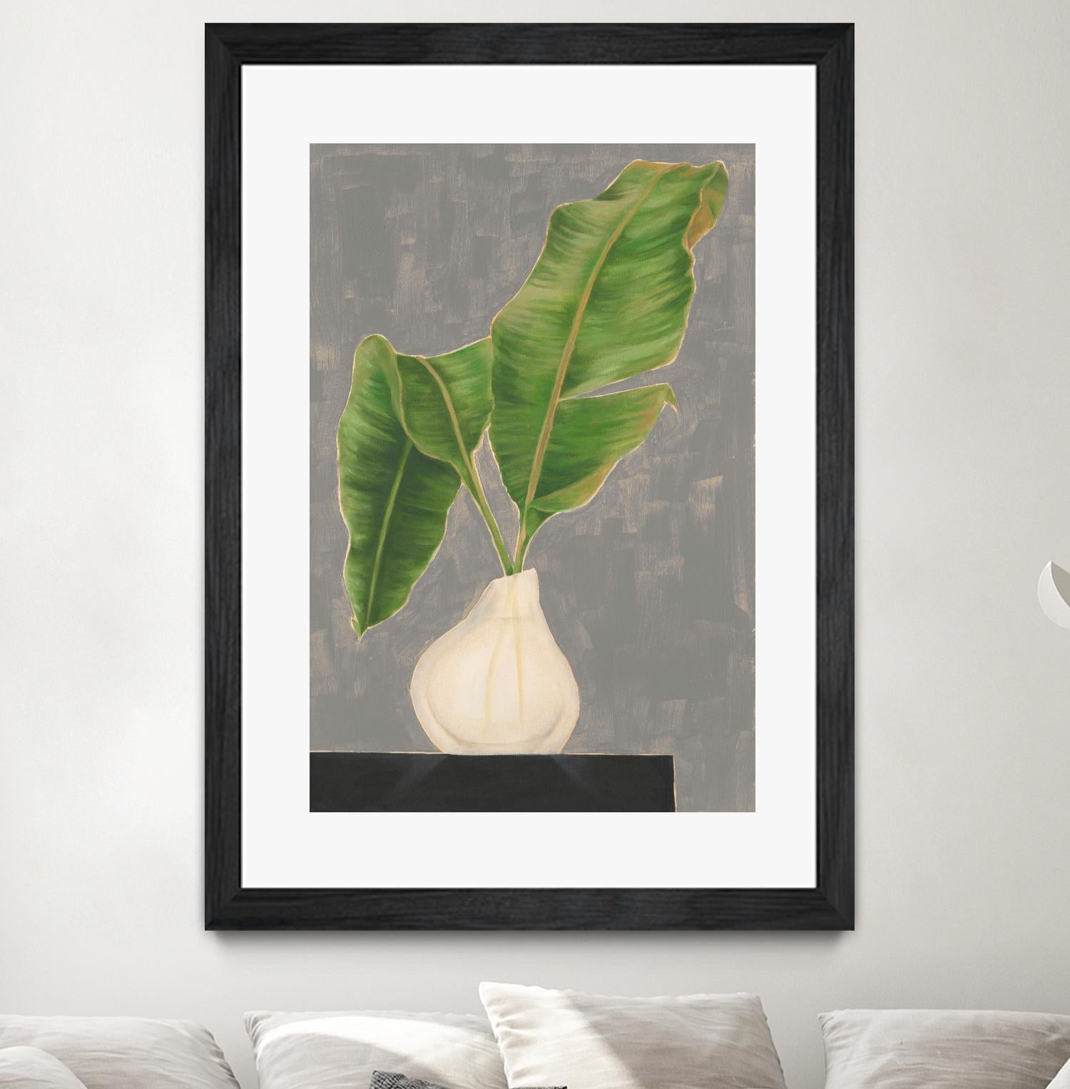 Frond in Vase III by Jennifer Goldberger on GIANT ART - beige botanicals abstract