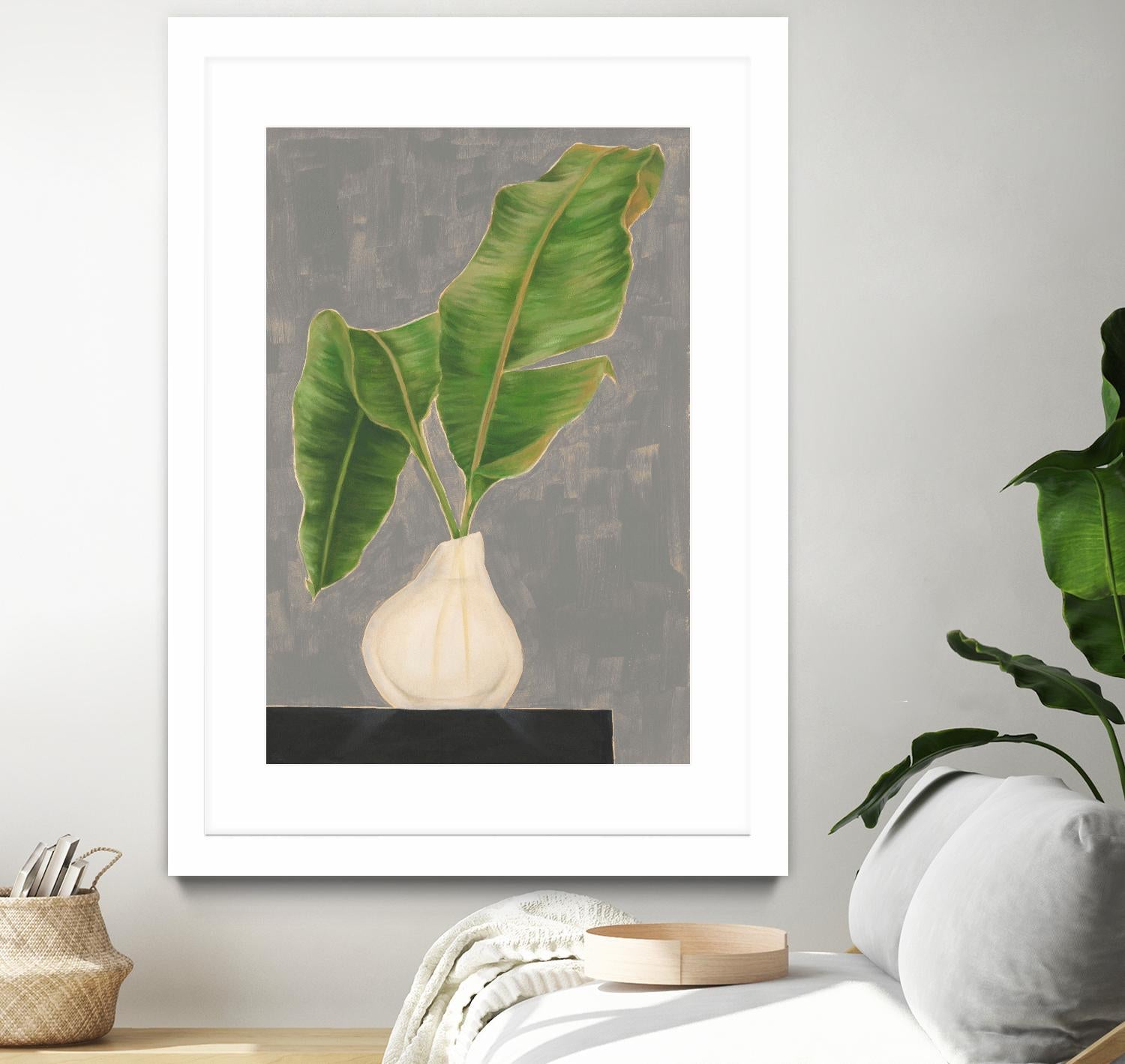 Frond in Vase III by Jennifer Goldberger on GIANT ART - beige botanicals abstract