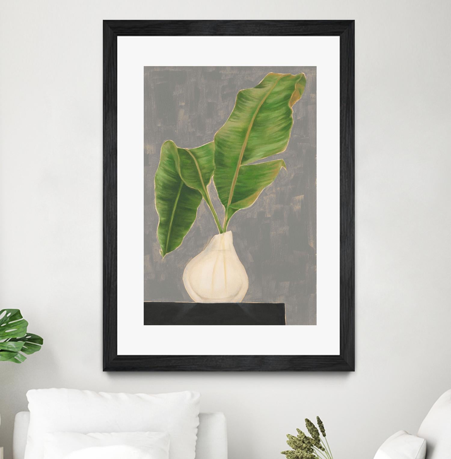 Frond in Vase III by Jennifer Goldberger on GIANT ART - beige botanicals abstract