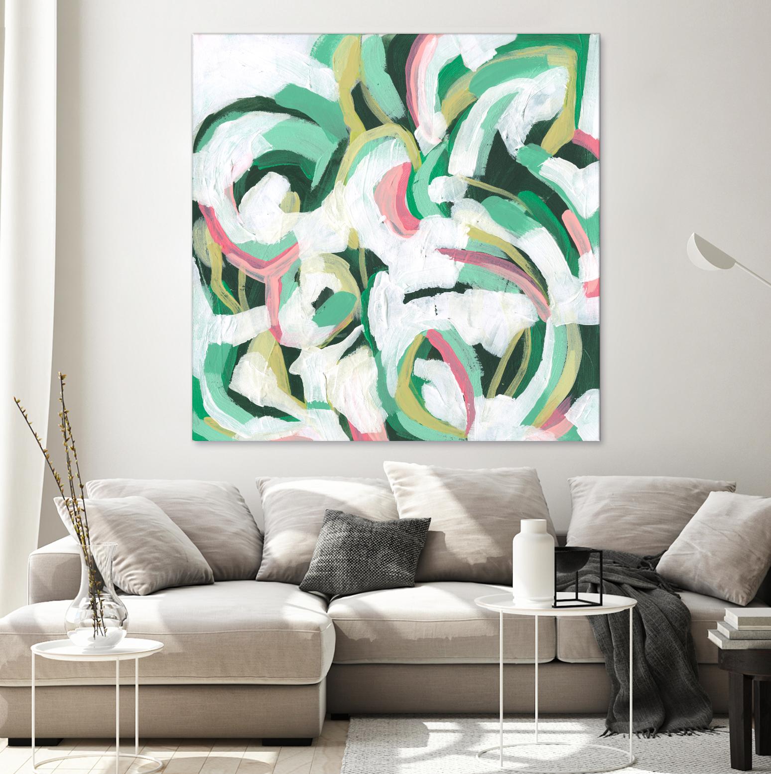 Mint Billows II by June Vess on GIANT ART - pink  abstract abstract