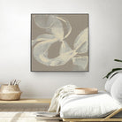 White Ribbon on Beige II by Jennifer Goldberger on GIANT ART - beige abstract