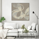 White Ribbon on Beige II by Jennifer Goldberger on GIANT ART - beige abstract