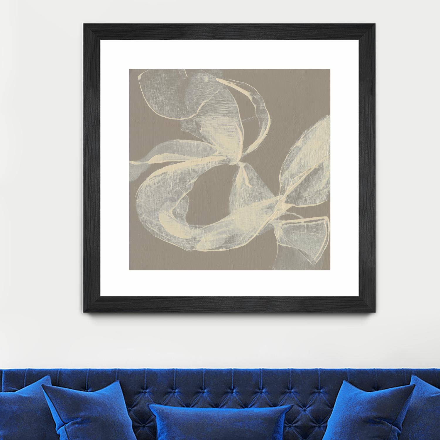 White Ribbon on Beige II by Jennifer Goldberger on GIANT ART - beige abstract