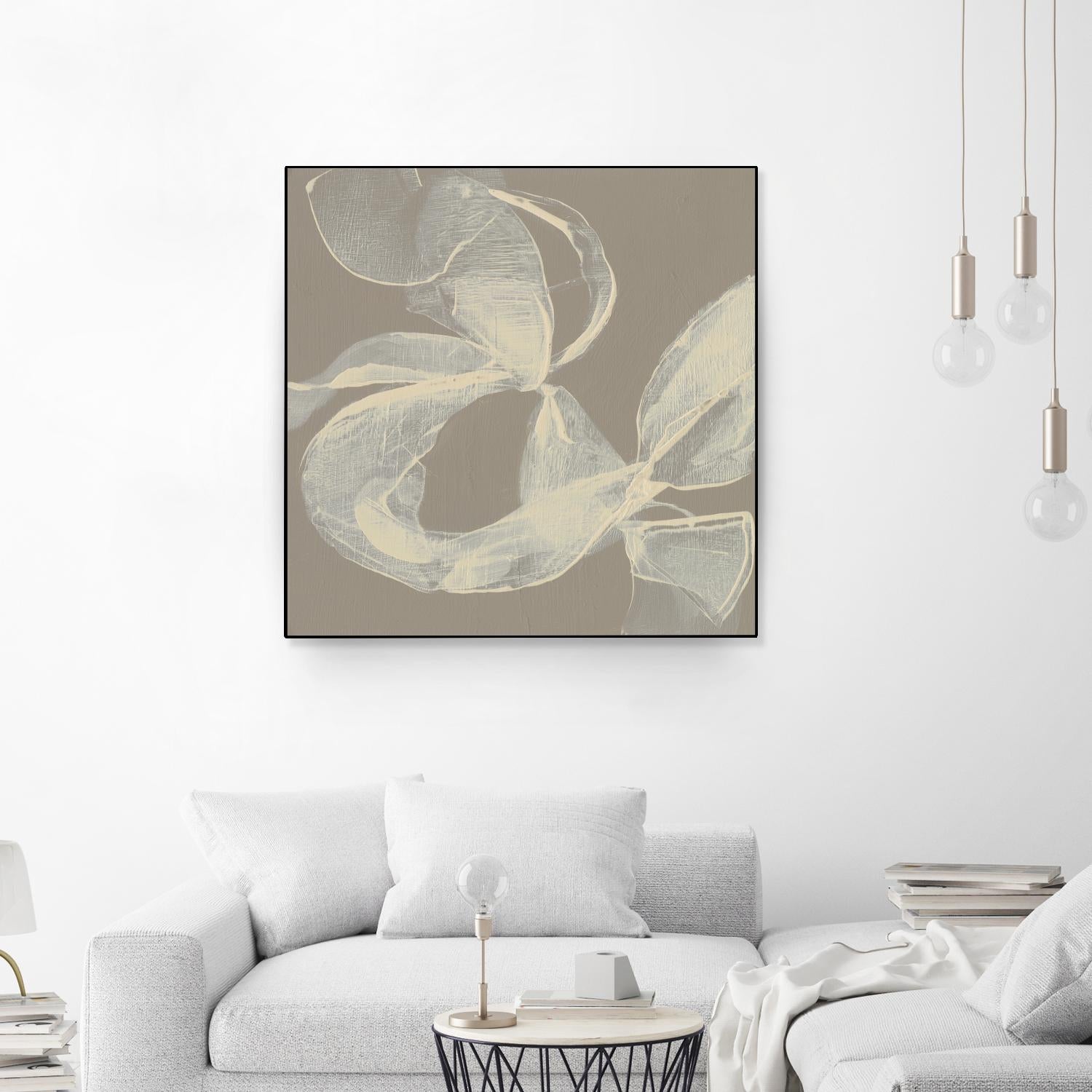 White Ribbon on Beige II by Jennifer Goldberger on GIANT ART - beige abstract