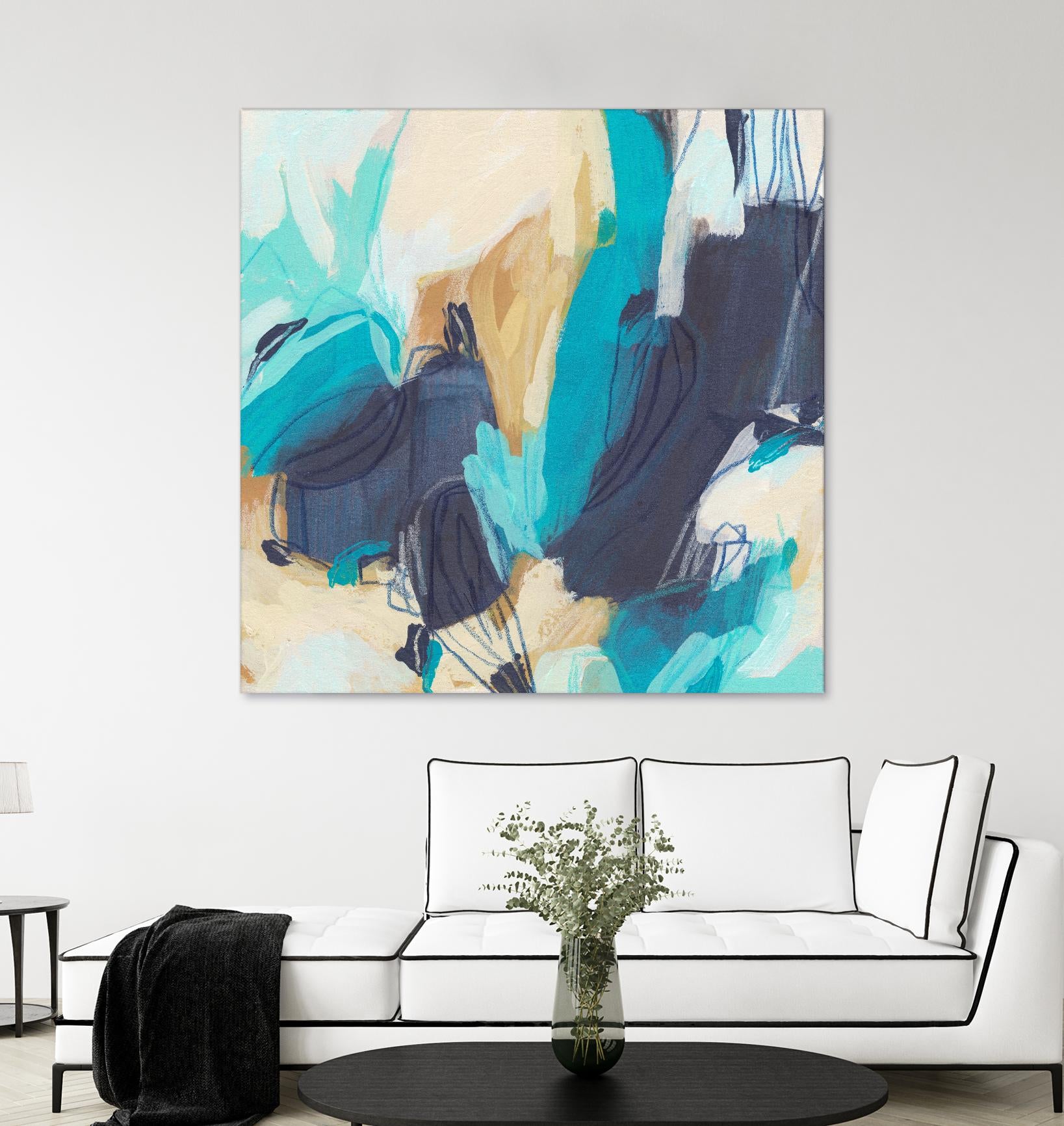 Blue Hive II by June Vess on GIANT ART - beige abstract abstract