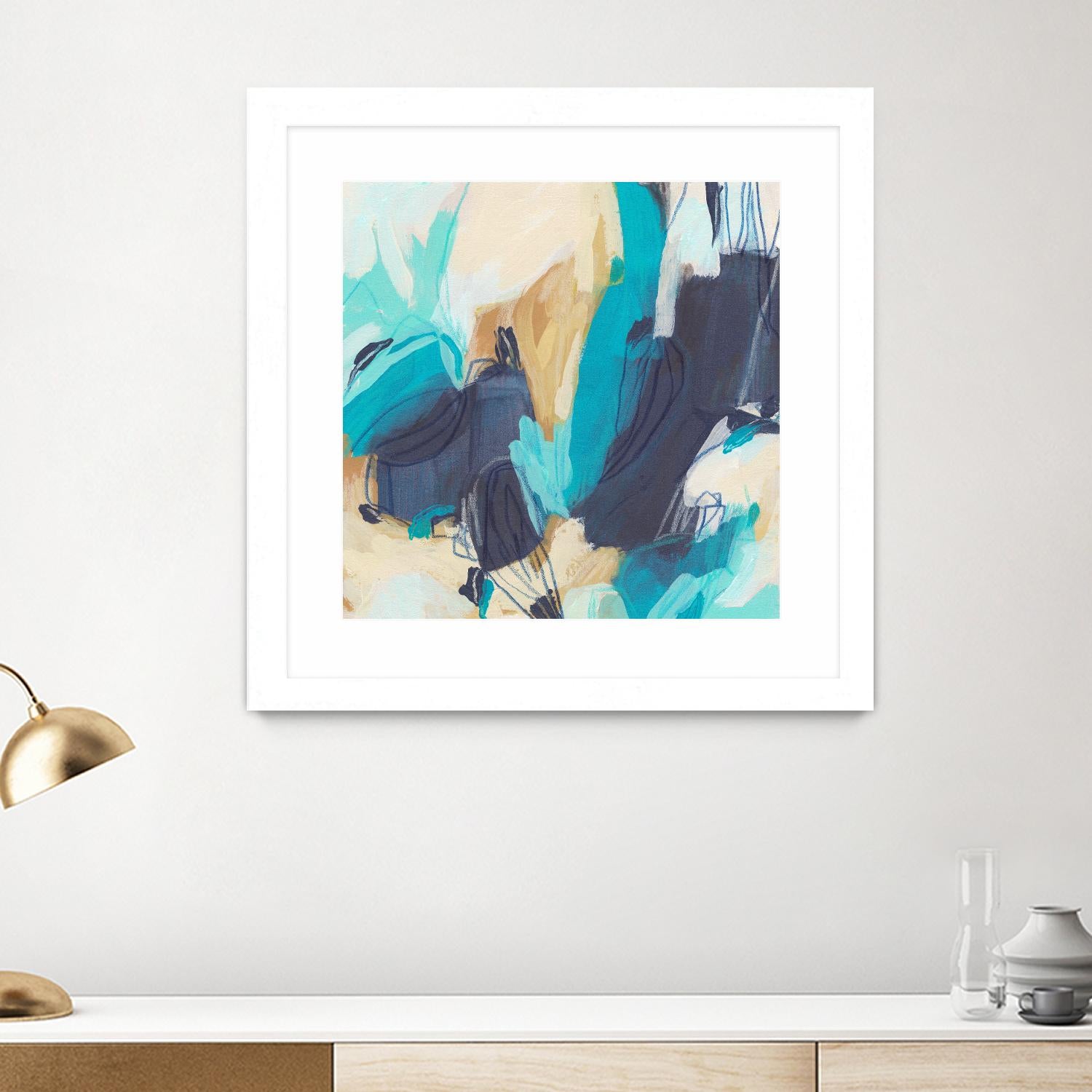 Blue Hive II by June Vess on GIANT ART - beige abstract abstract