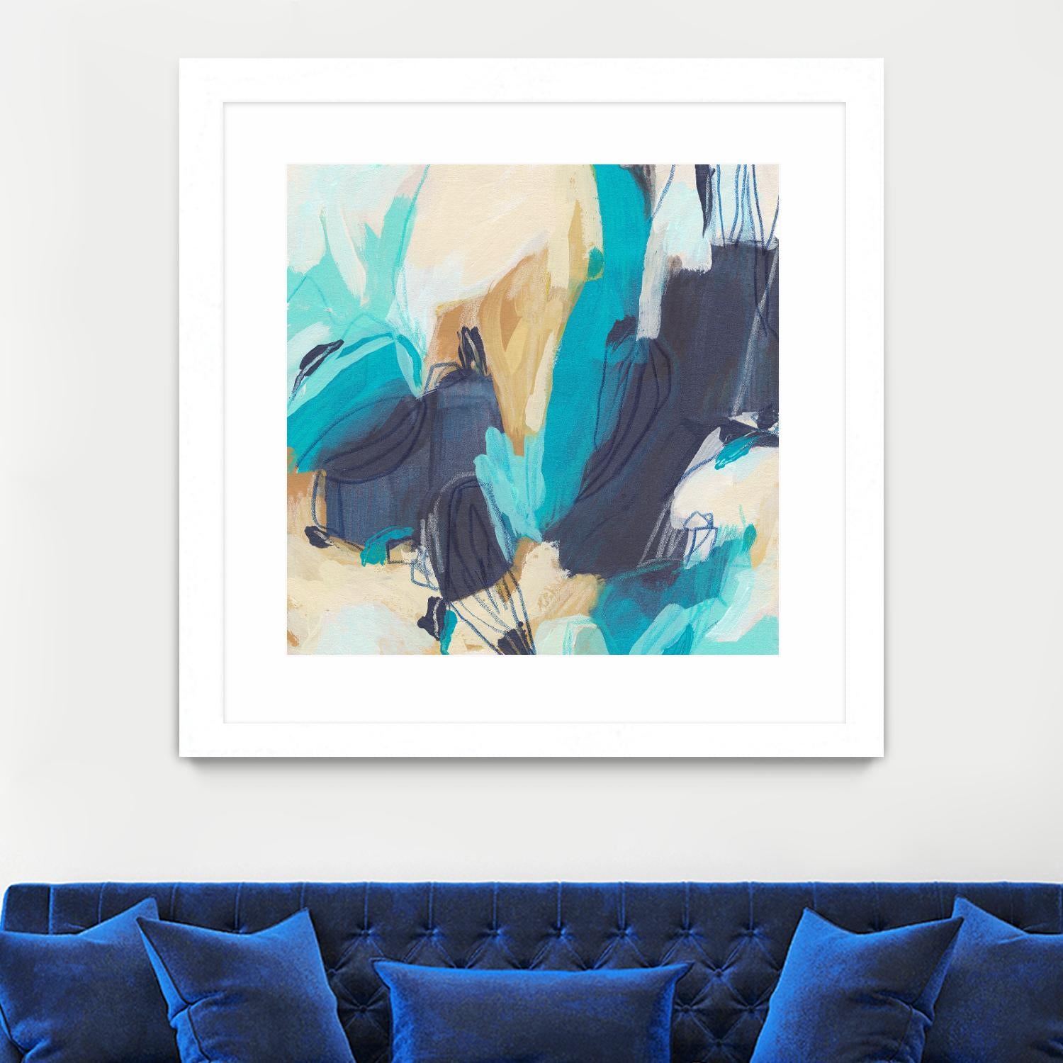 Blue Hive II by June Vess on GIANT ART - beige abstract abstract