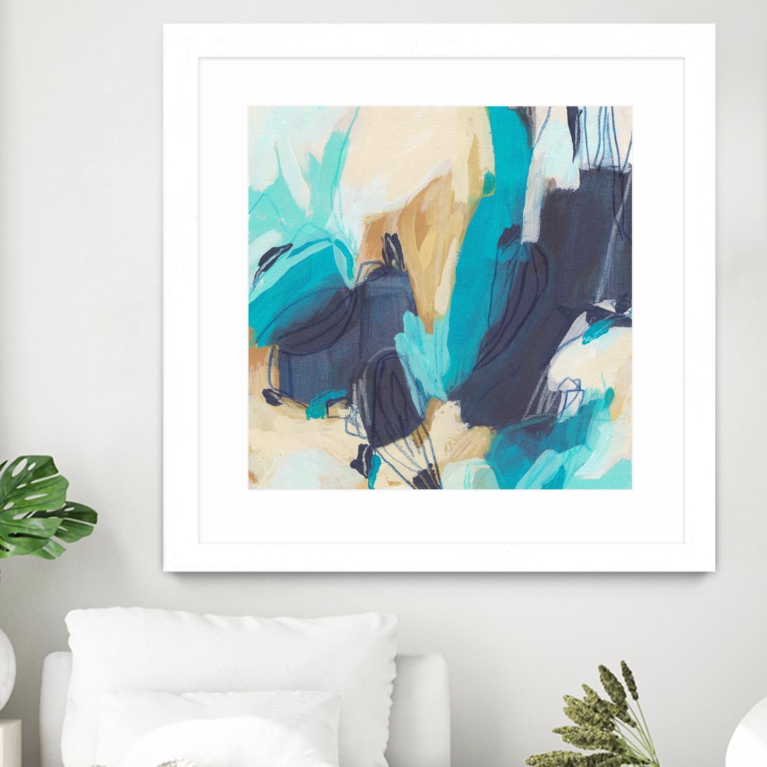 Blue Hive II by June Vess on GIANT ART - beige abstract abstract