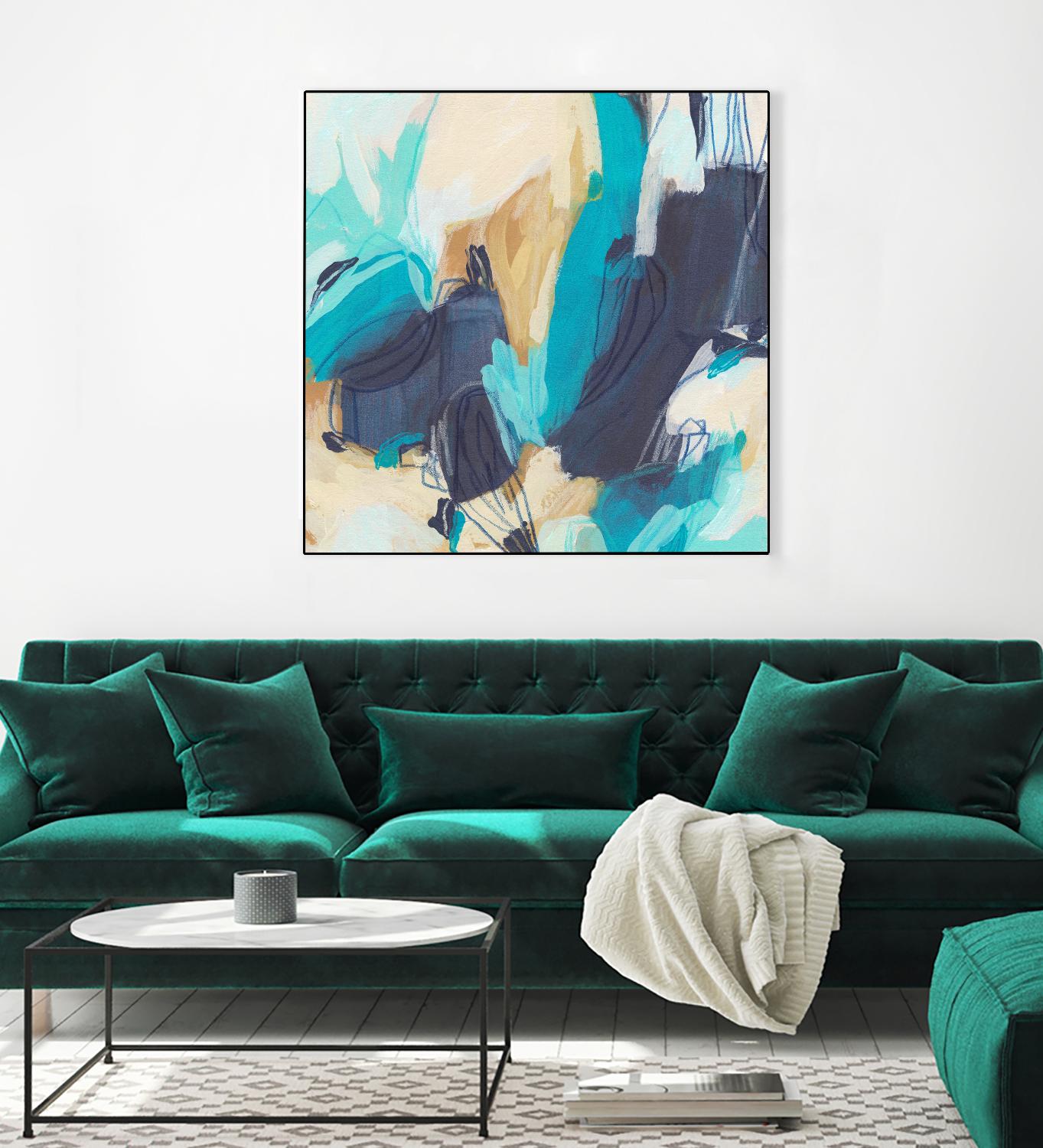 Blue Hive II by June Vess on GIANT ART - beige abstract abstract