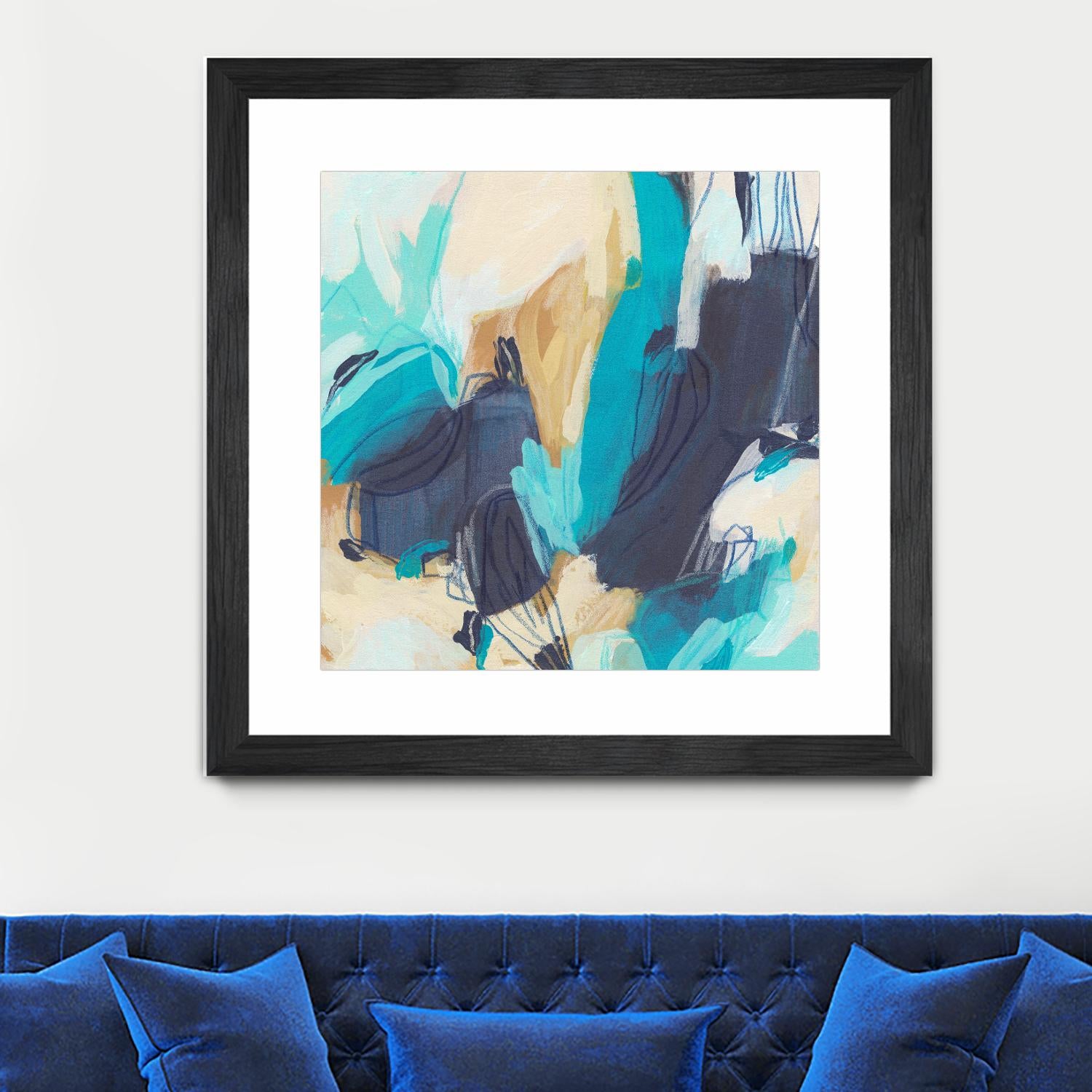 Blue Hive II by June Vess on GIANT ART - beige abstract abstract