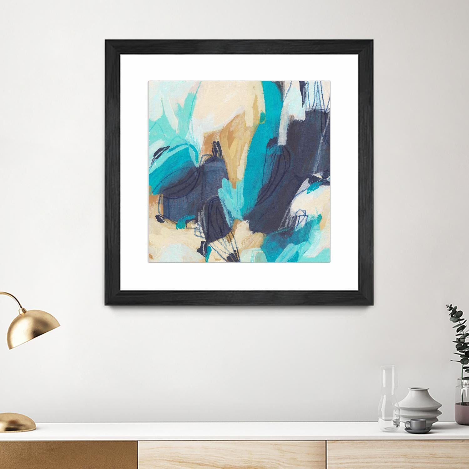 Blue Hive II by June Vess on GIANT ART - beige abstract abstract