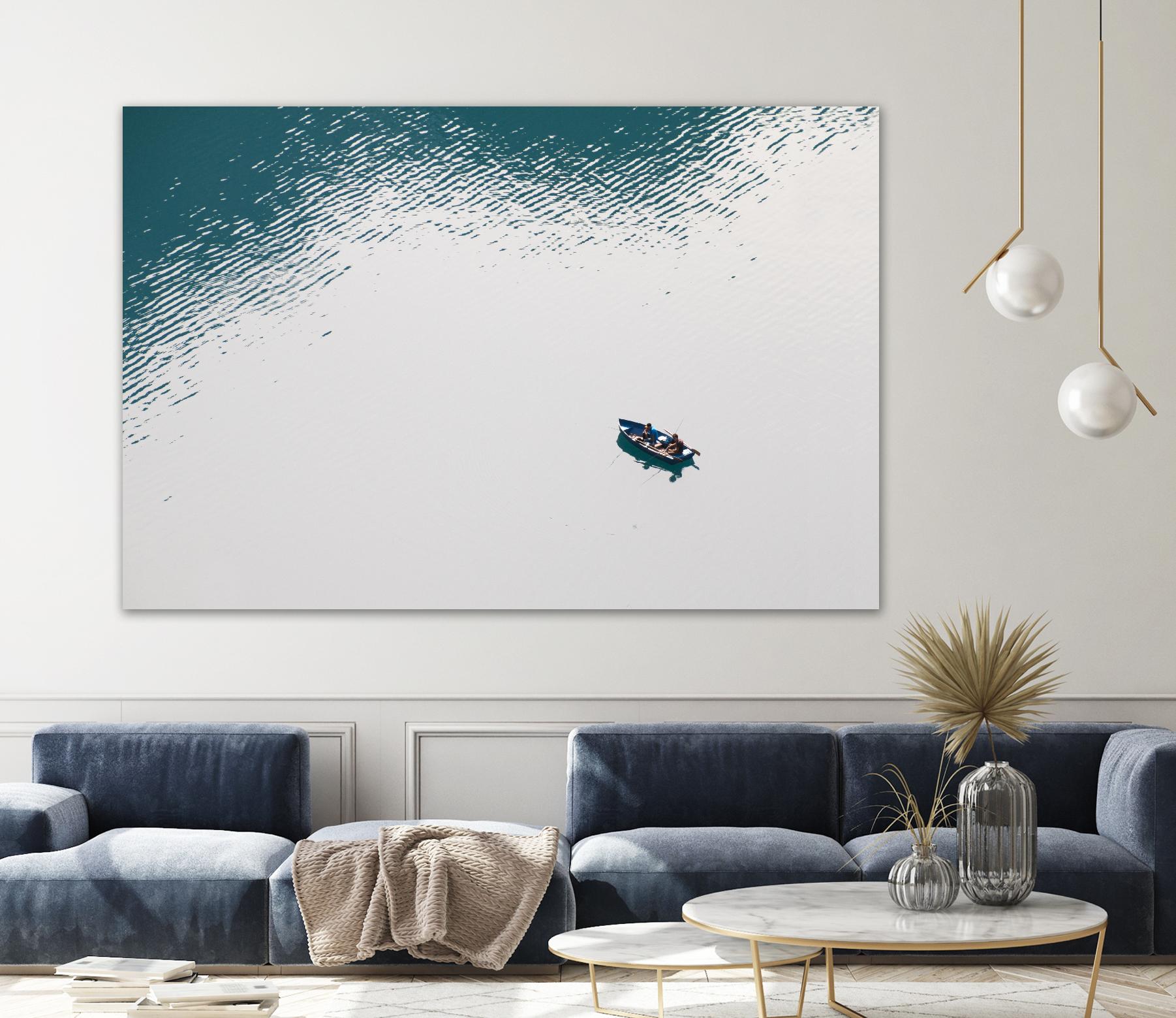 Lonely boat by Pexels on GIANT ART - blue nautical