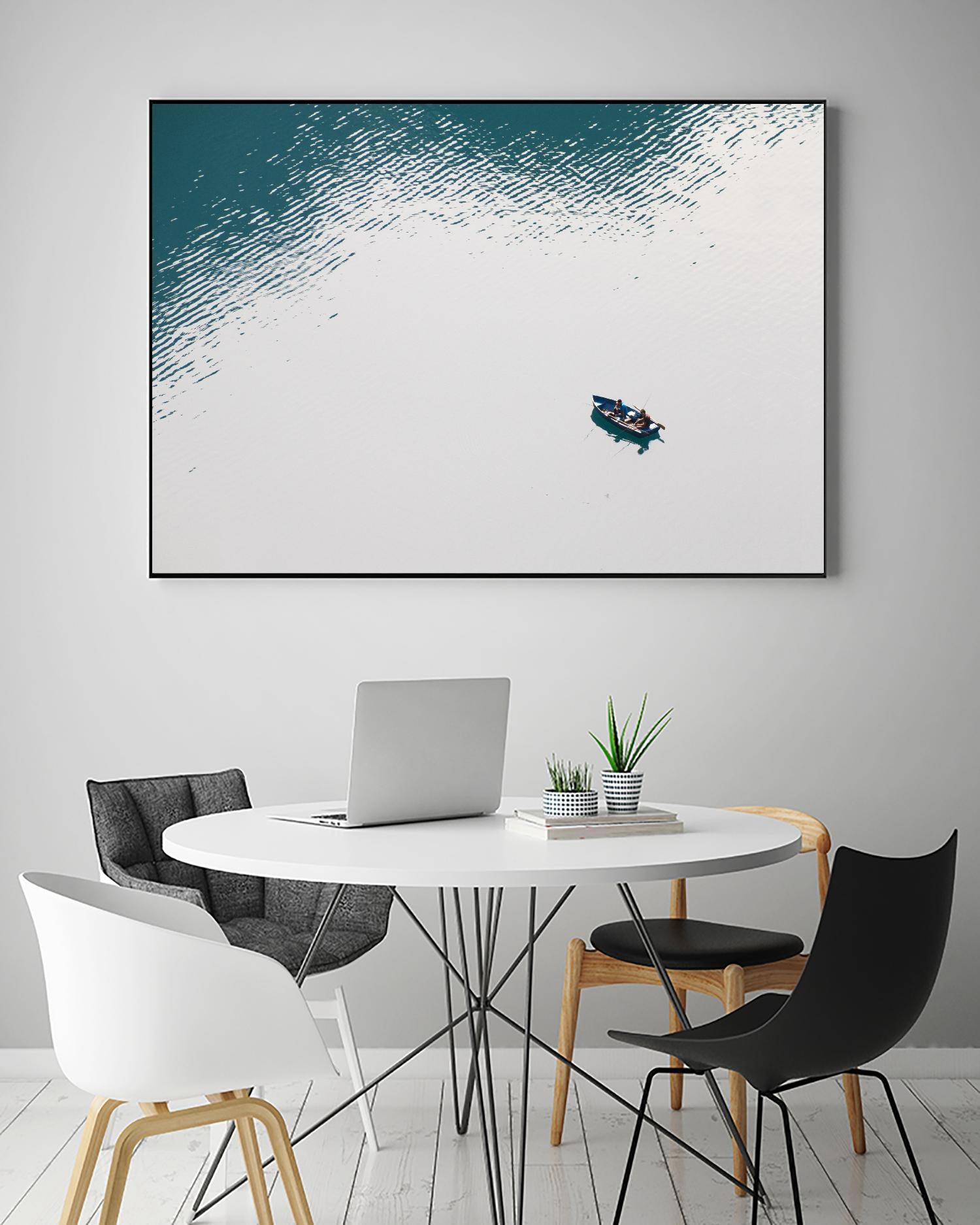 Lonely boat by Pexels on GIANT ART - blue nautical