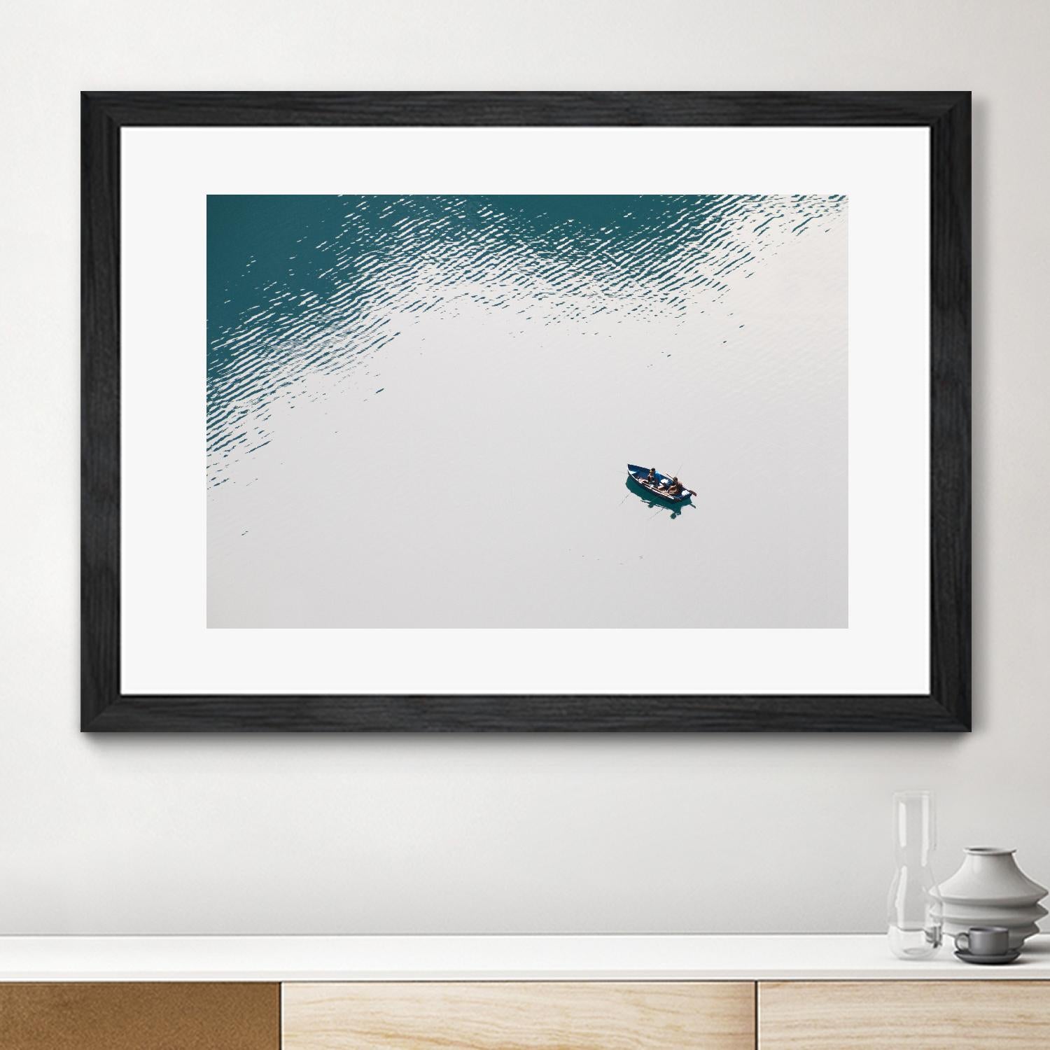 Lonely boat by Pexels on GIANT ART - blue nautical