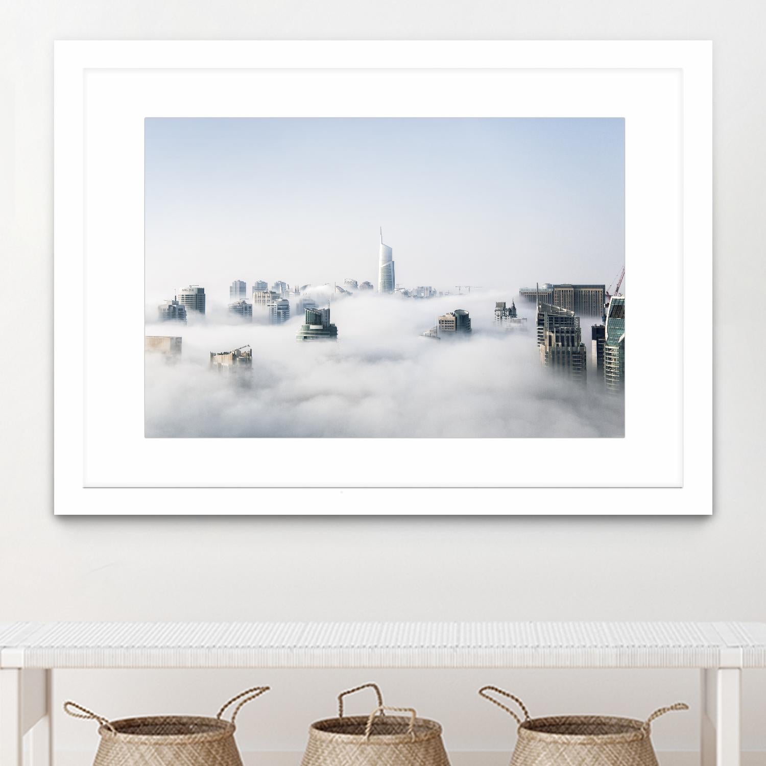 On top of the city by Pexels on GIANT ART - white city scene city above clouds