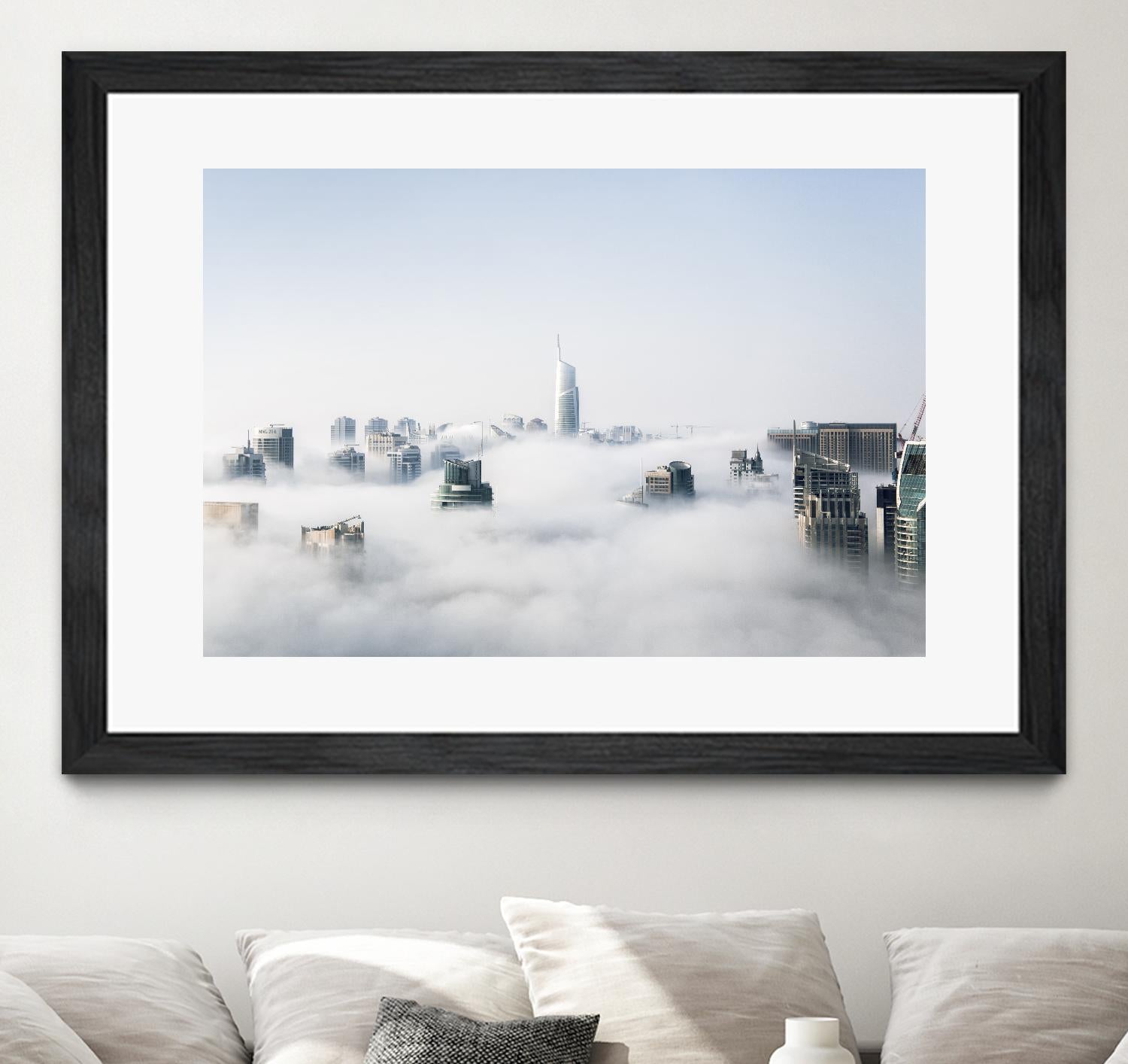 On top of the city by Pexels on GIANT ART - white city scene city above clouds