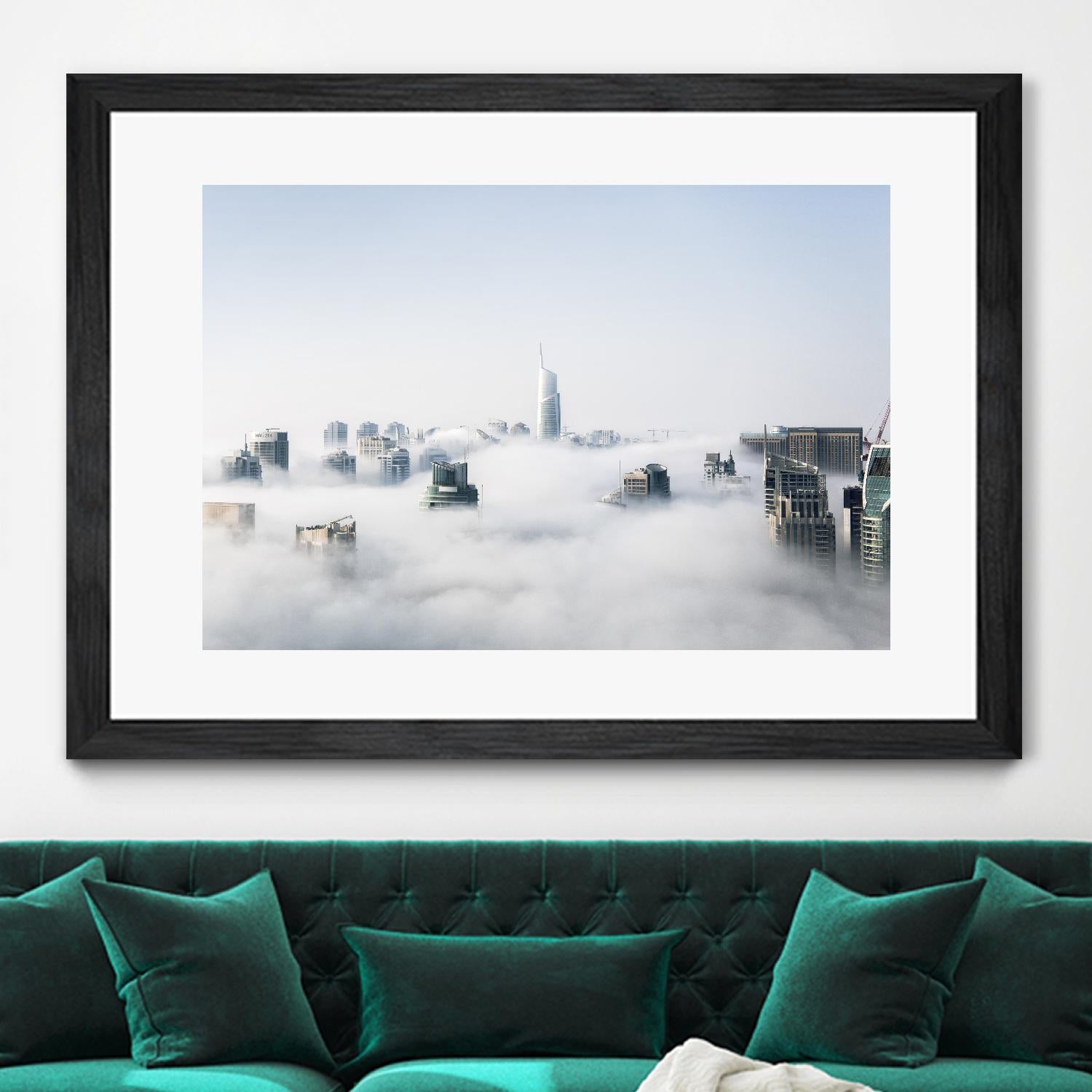 On top of the city by Pexels on GIANT ART - white city scene city above clouds