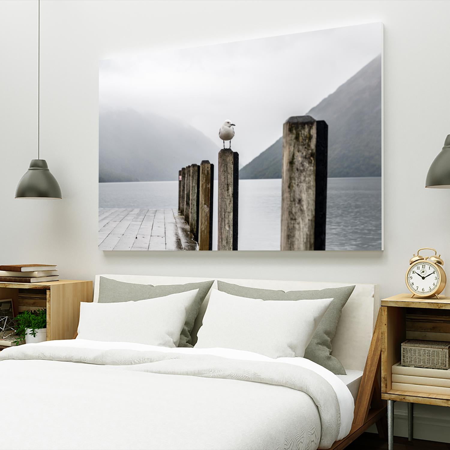 Foggy pier by Pexels on GIANT ART - white nautical