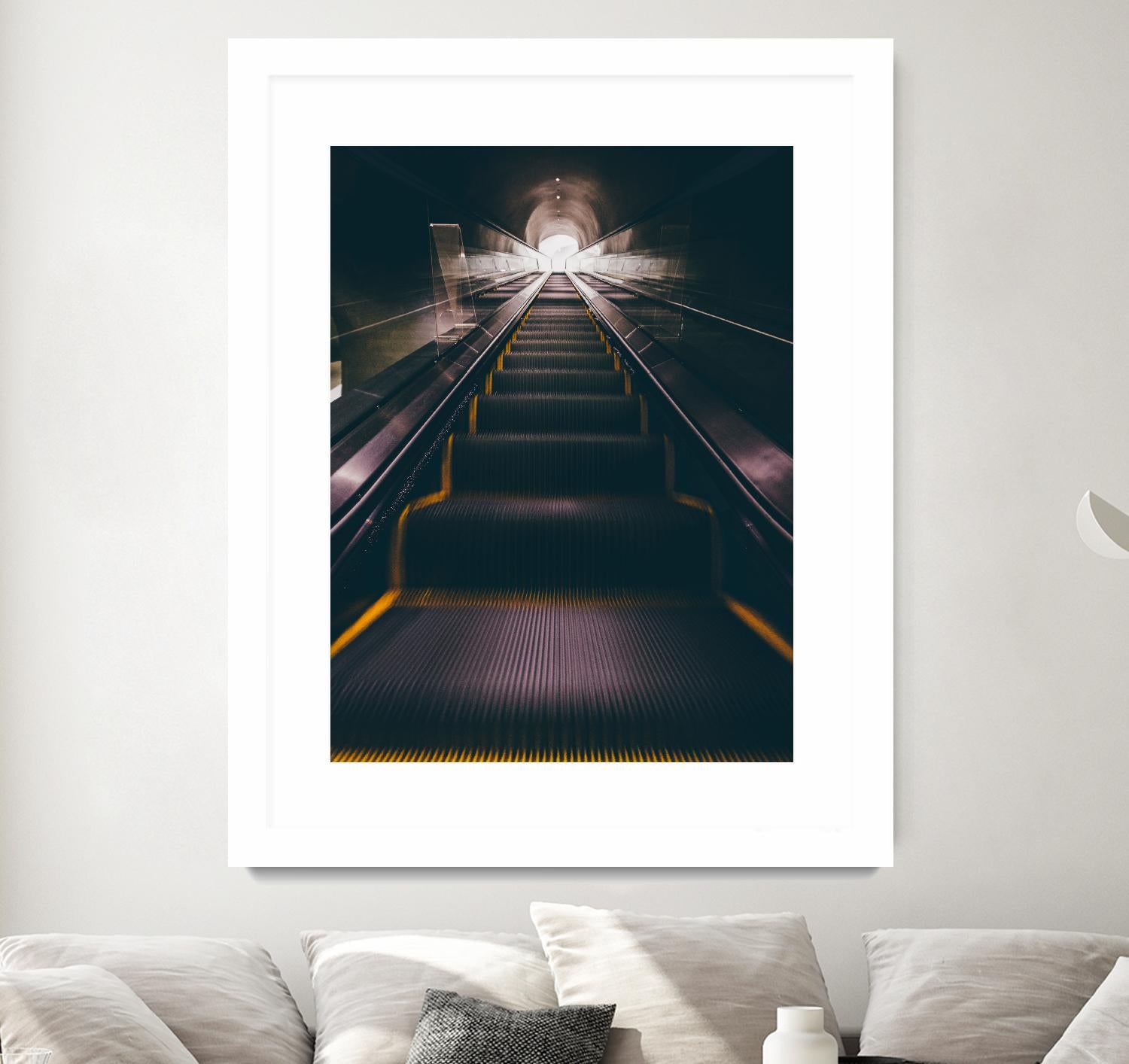 Escalator by Pexels on GIANT ART - yellow architectural