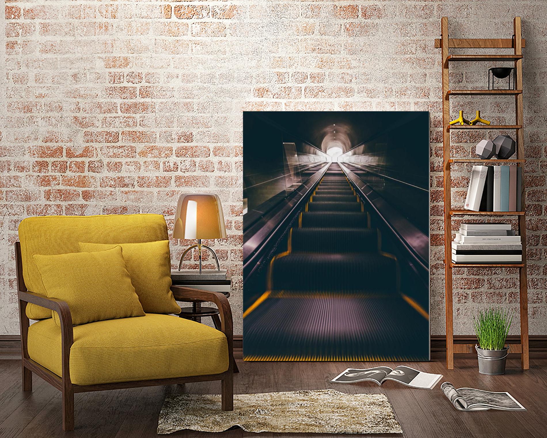 Escalator by Pexels on GIANT ART - yellow architectural