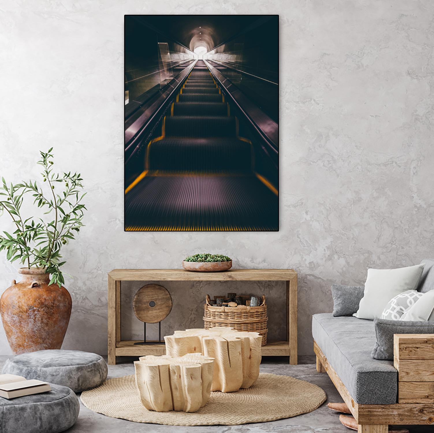 Escalator by Pexels on GIANT ART - yellow architectural