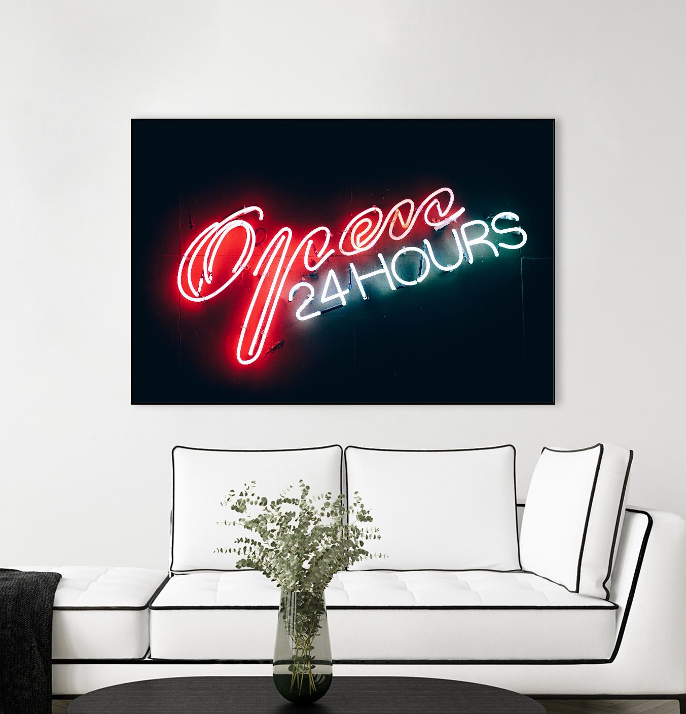 Open 24 hours by Pexels on GIANT ART - black photo art