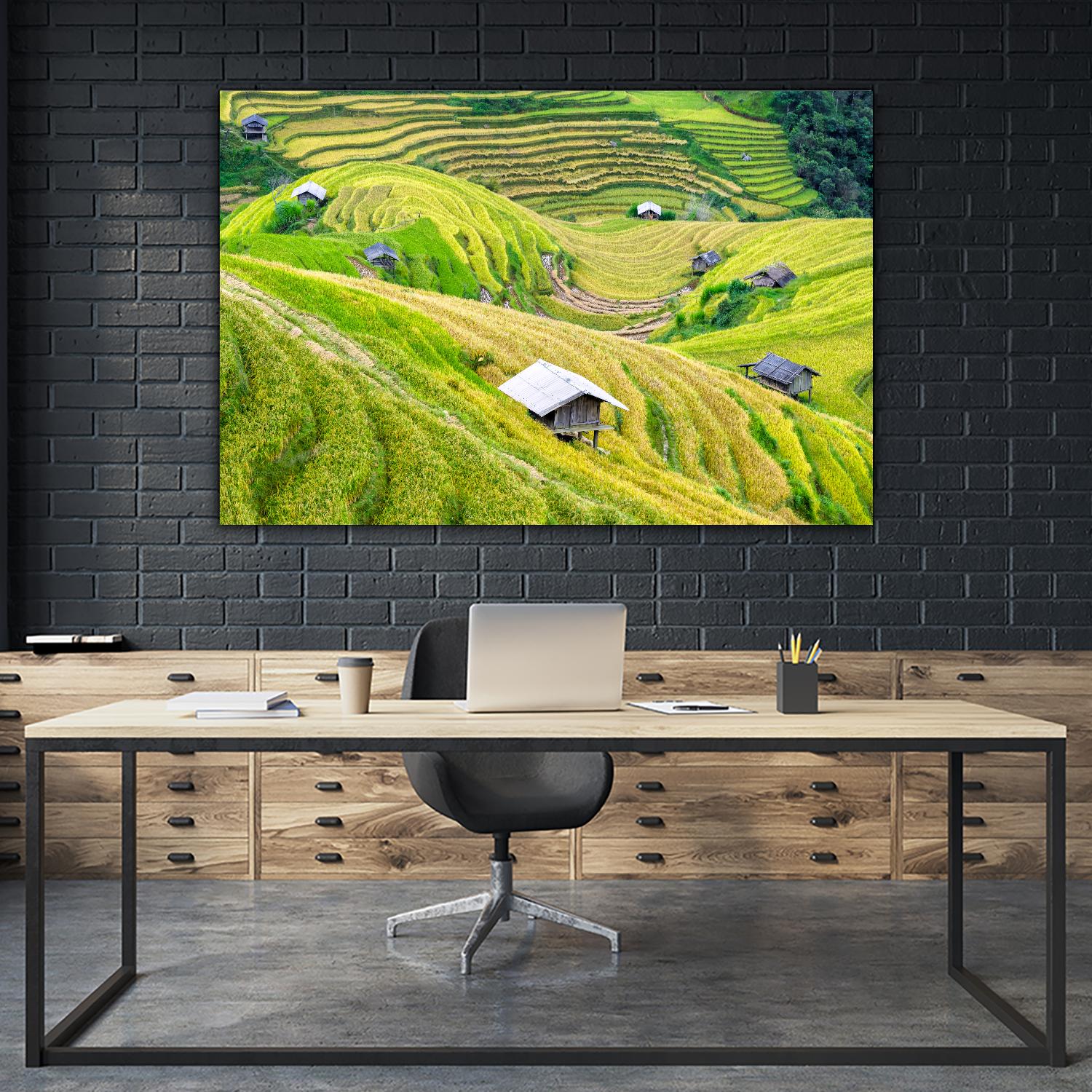 Paddy field valley by Pexels on GIANT ART - yellow landscape