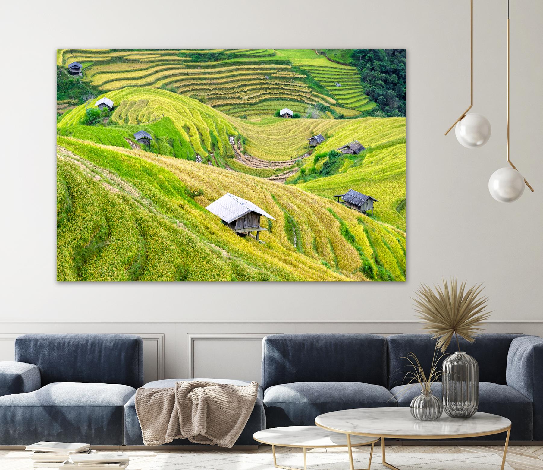 Paddy field valley by Pexels on GIANT ART - yellow landscape