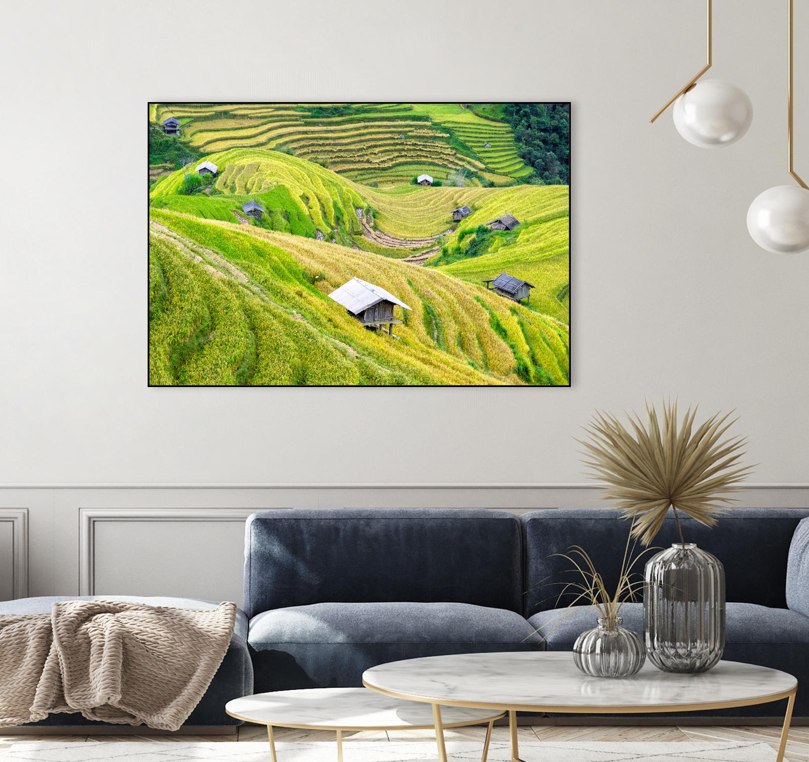 Paddy field valley by Pexels on GIANT ART - yellow landscape