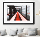 Red escalator by Pexels on GIANT ART - black photo art