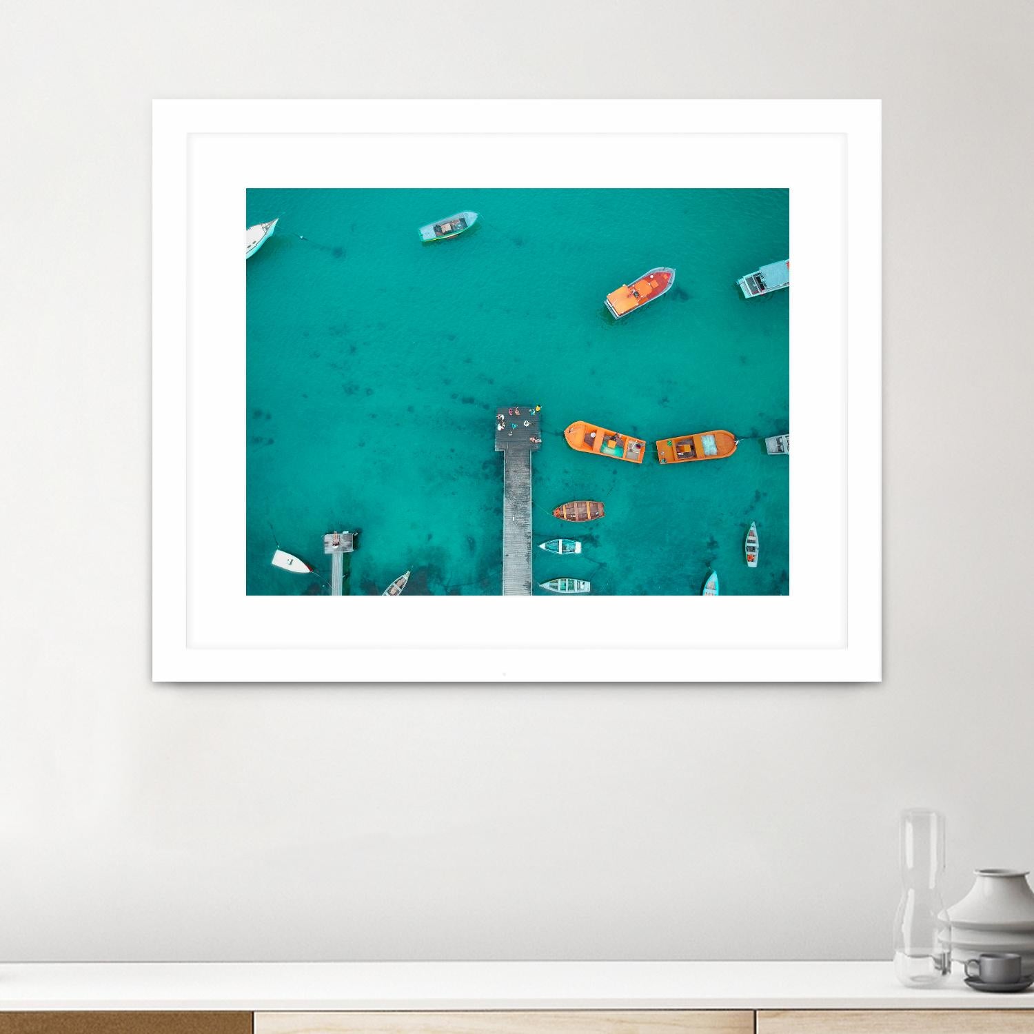 Boat traffic by Pexels on GIANT ART - orange sea scene